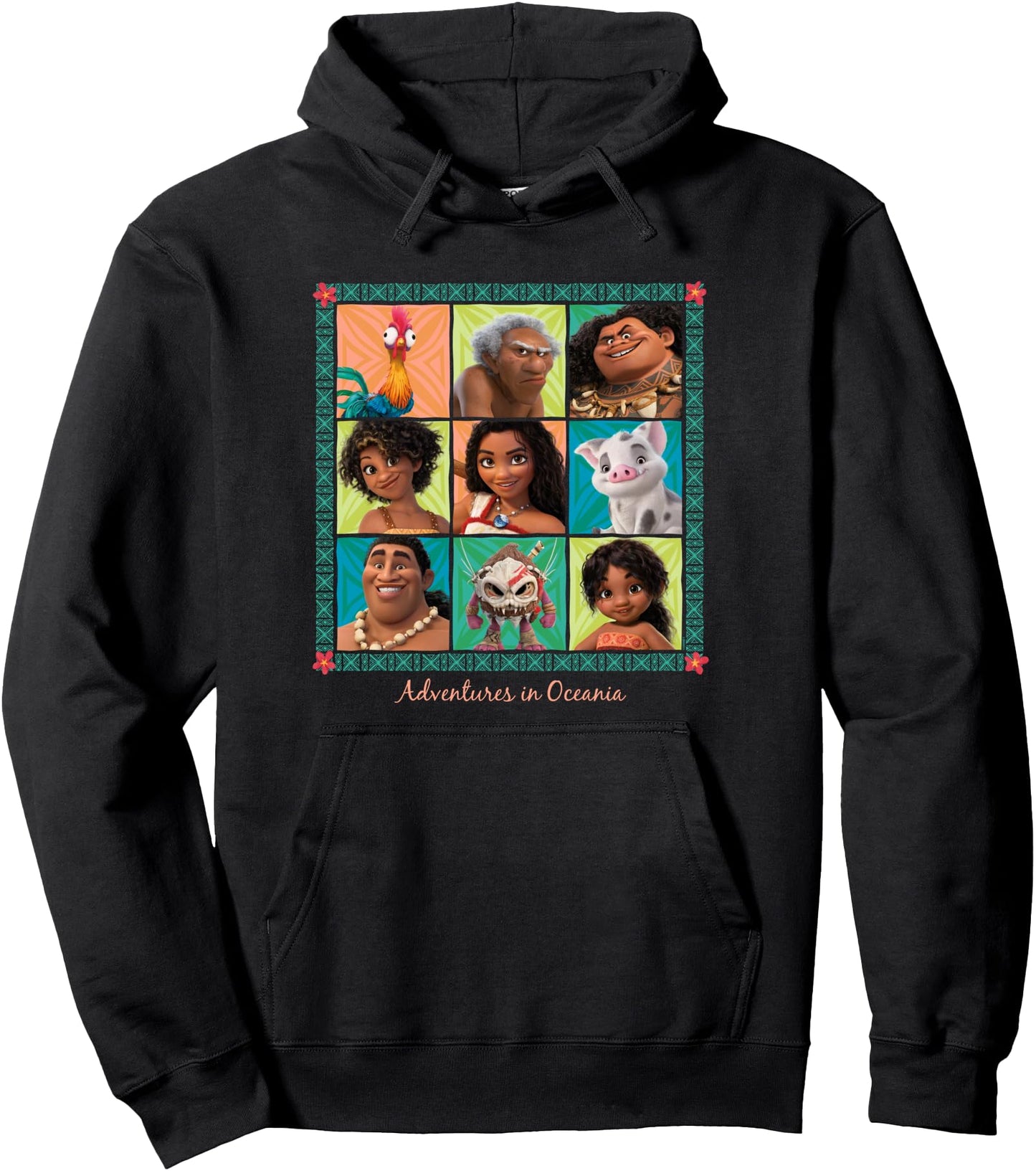Disney Moana 2 Hero Character Grid Adventures in Oceania Pullover Hoodie