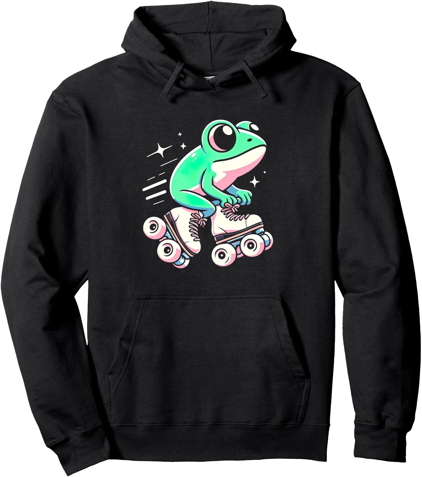 Cute Kawaii Anime Frog Roller Skating Roller Skate Party Pullover Hoodie