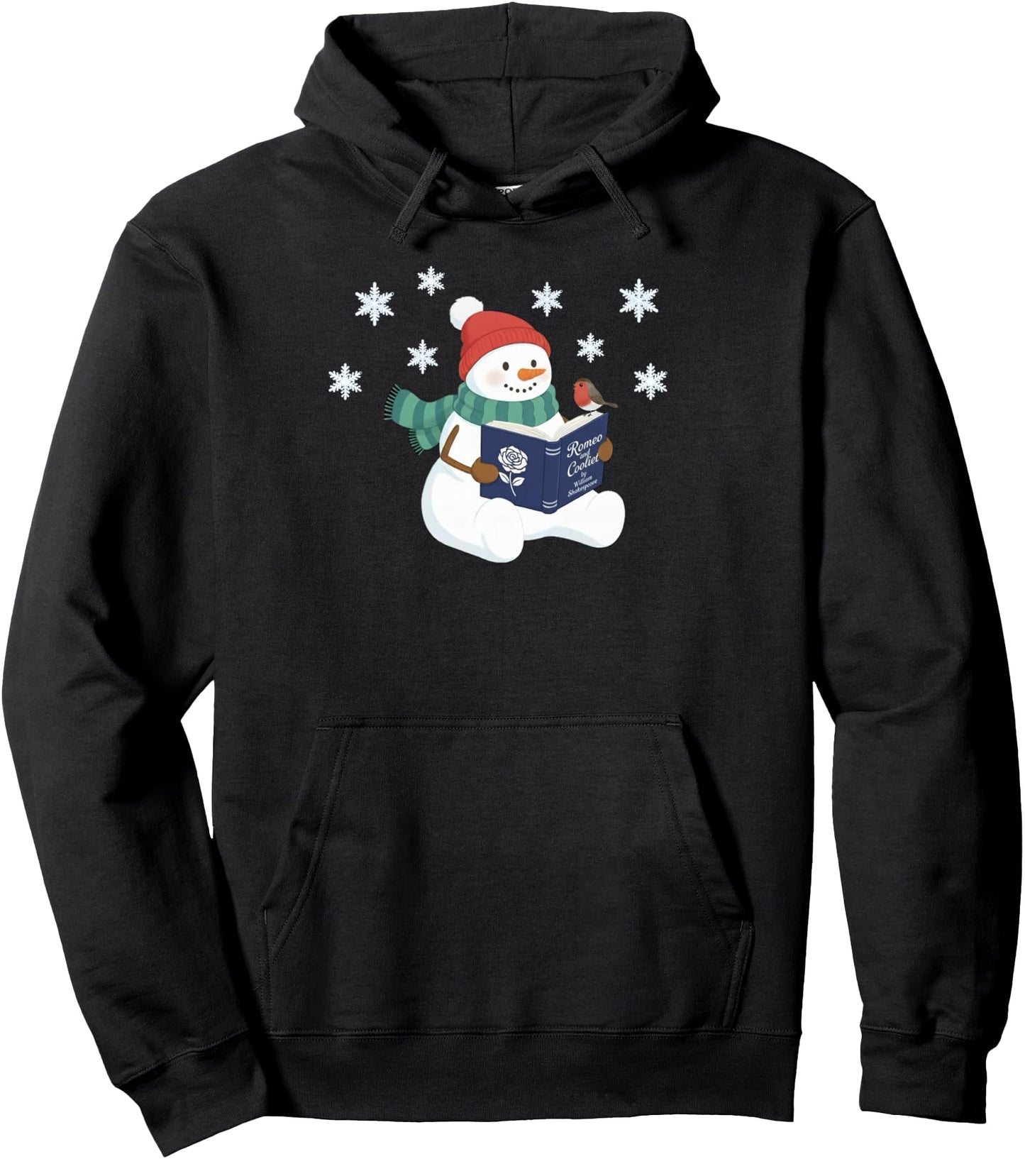 Literary Snowman Christmas Reading Romeo and Juliet Pullover Hoodie
