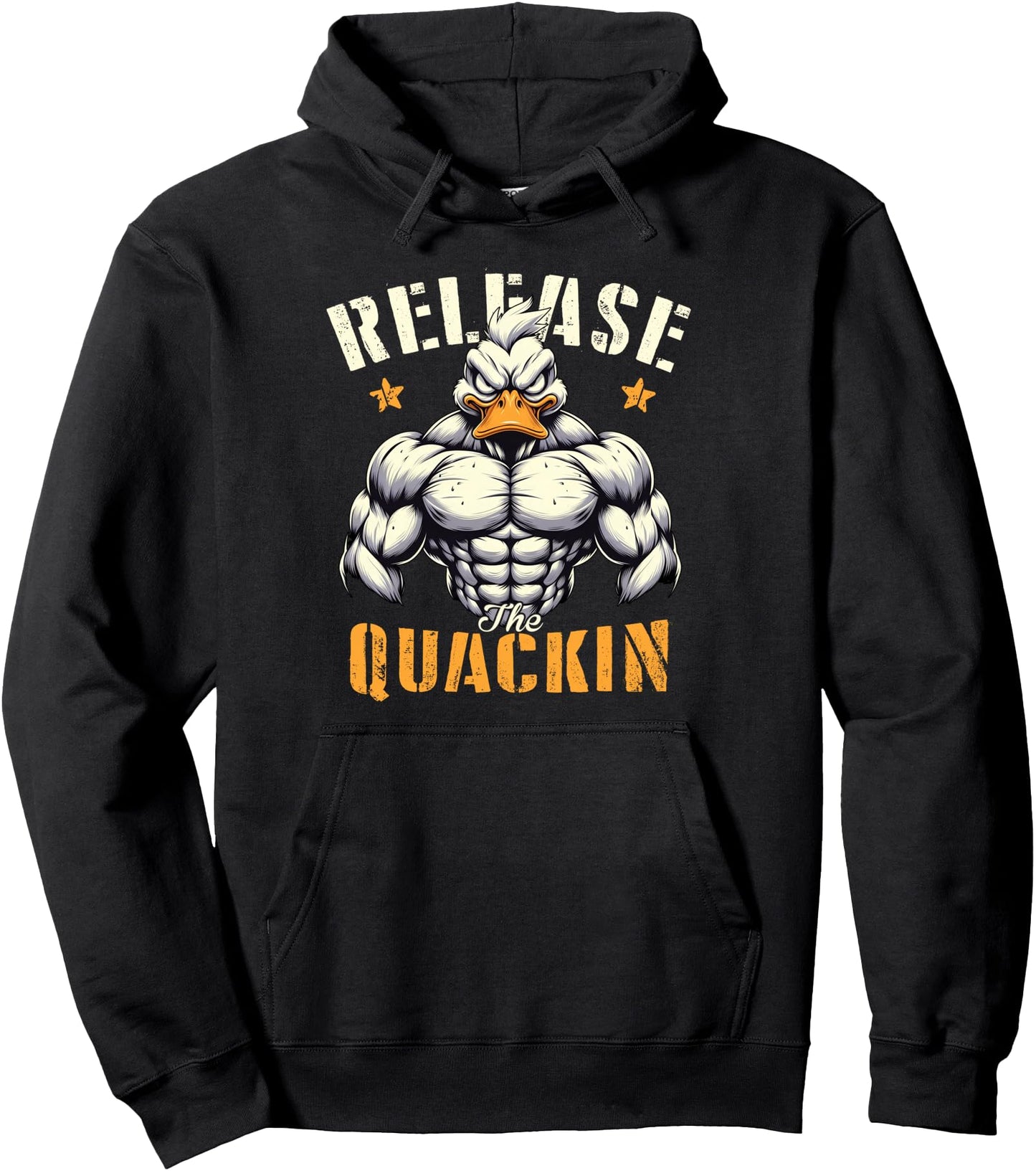 Release The Quackin Muscle Duck Funny Workout Gym Sayings Pullover Hoodie