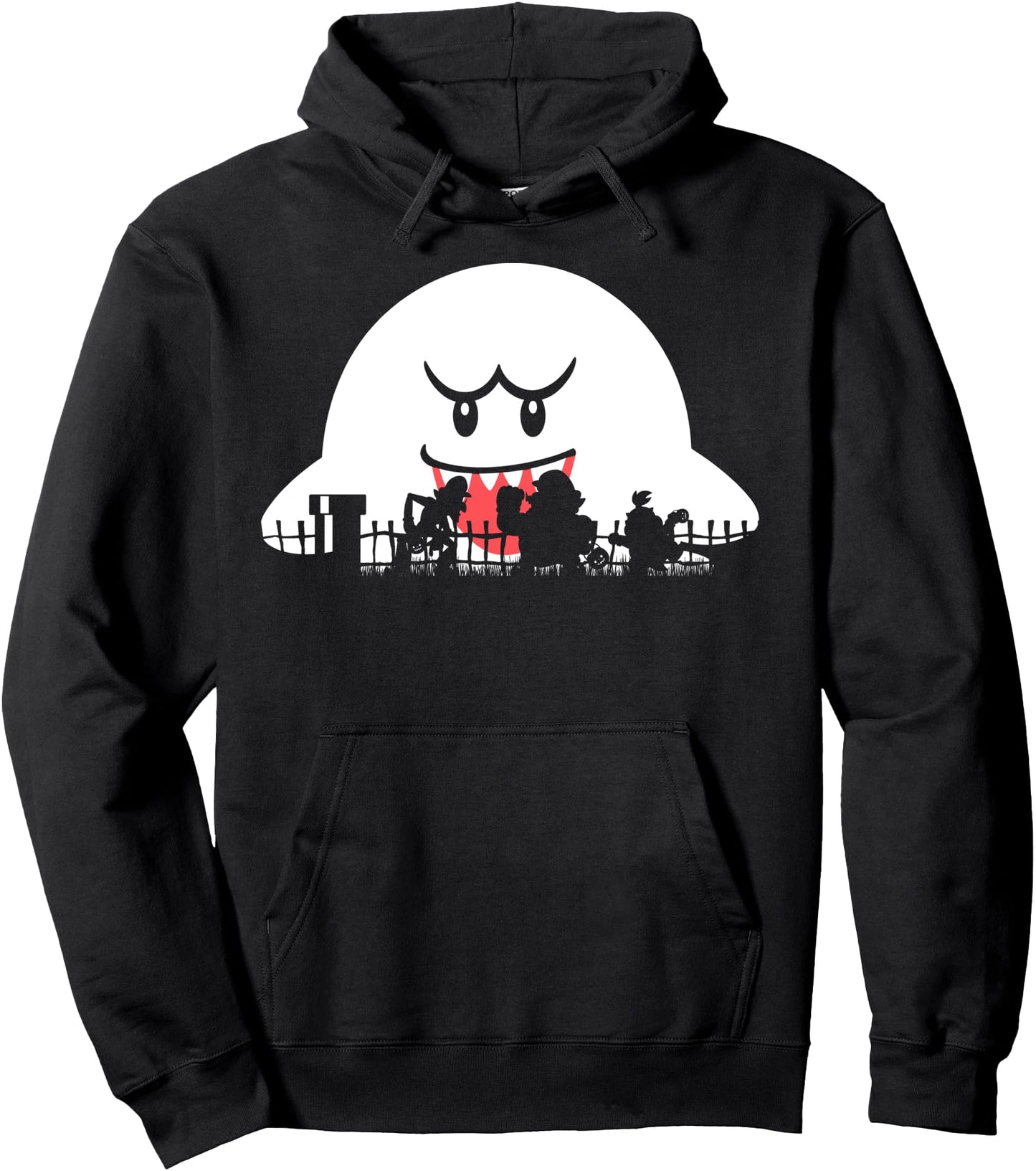 Super Mario Boo Trick Or Treat Halloween Silhouette Pullover Hoodie