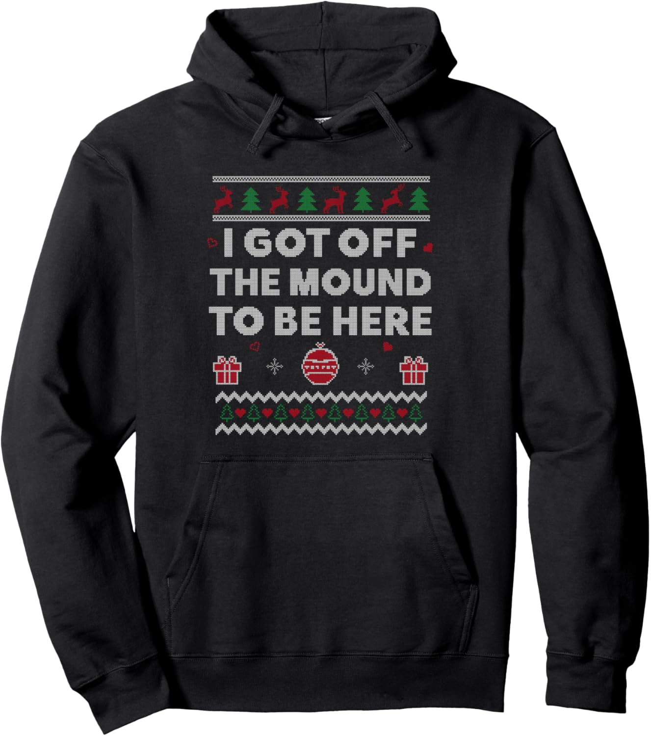 Baseball Ugly Christmas Funny Baseball Player Xmas Pullover Hoodie