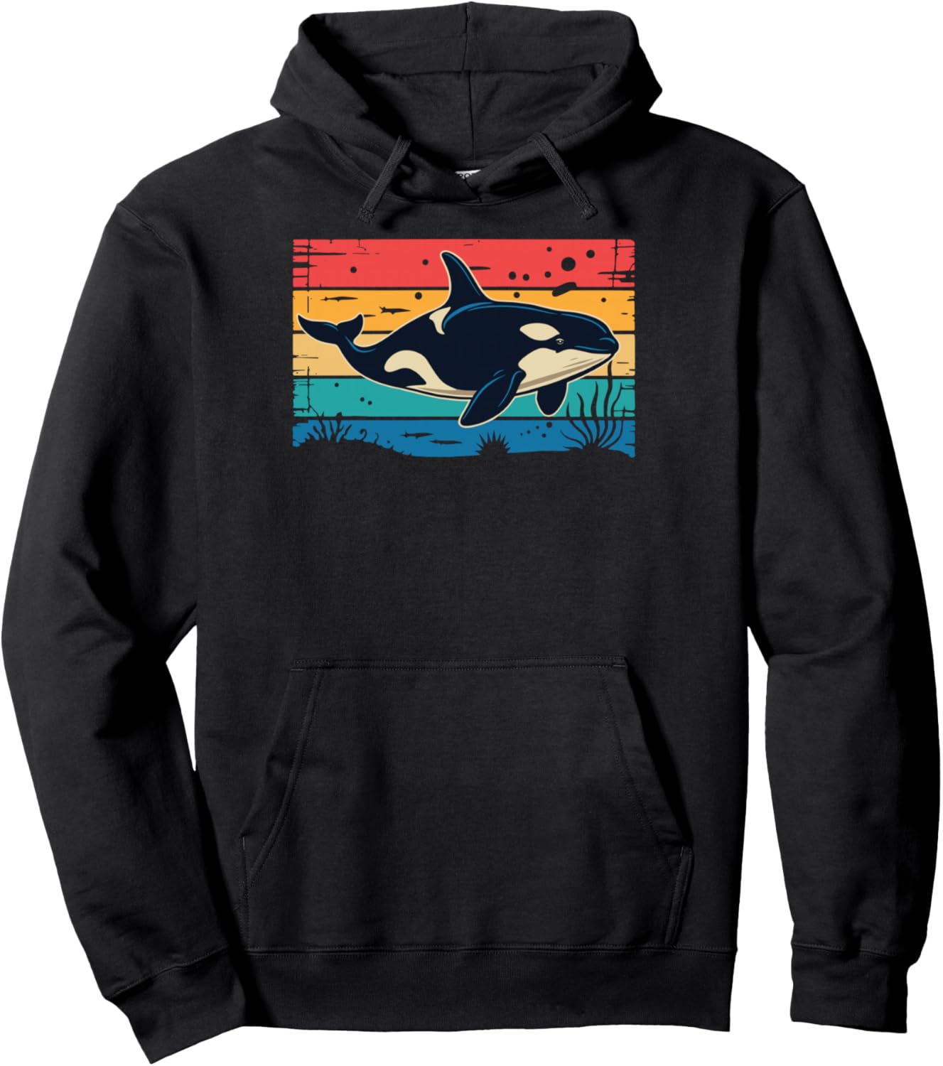 Orca Whale Retro Pullover Hoodie