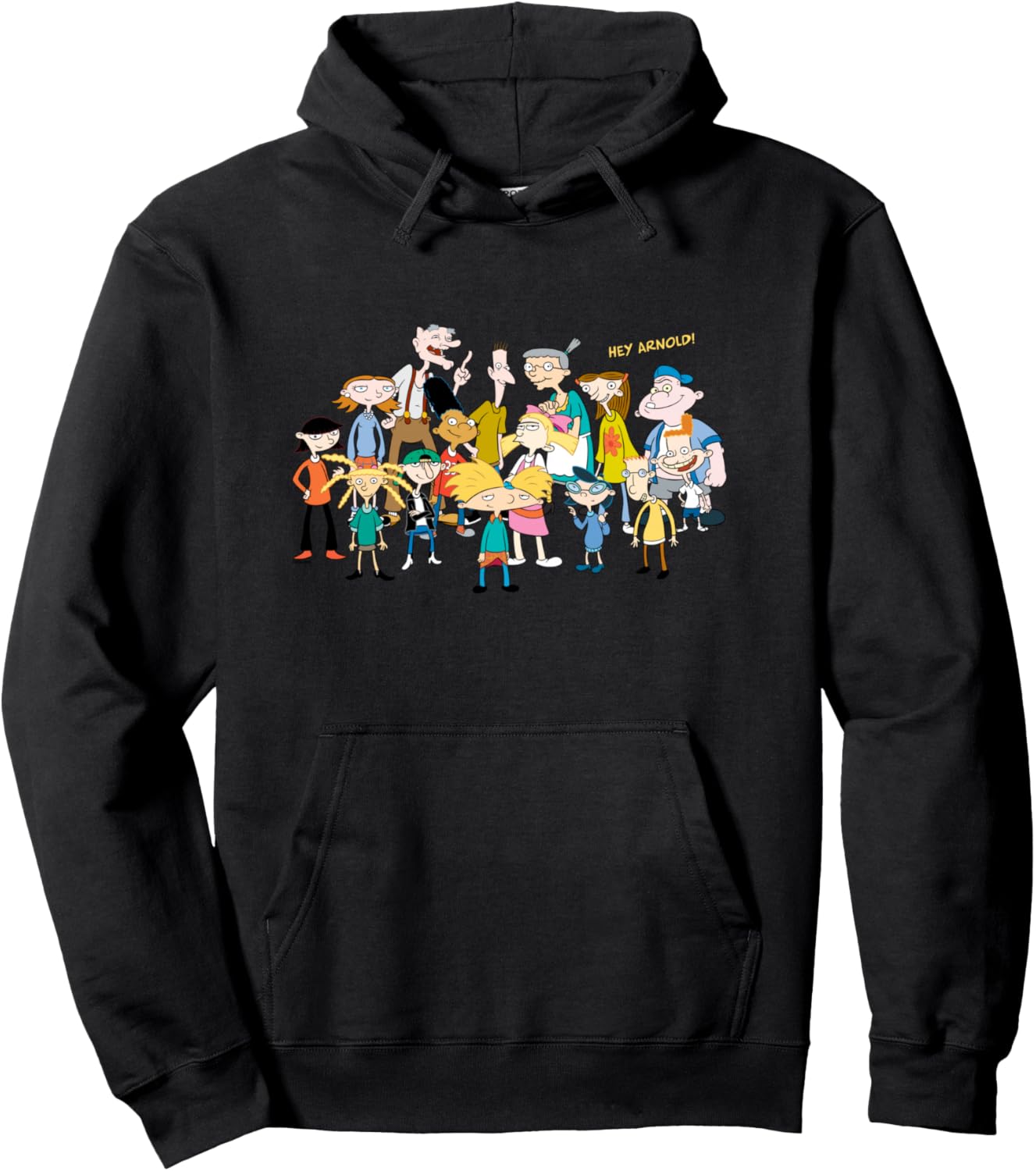 Hey Arnold! Iconic Characters Group Shot Big Chest Logo Pullover Hoodie