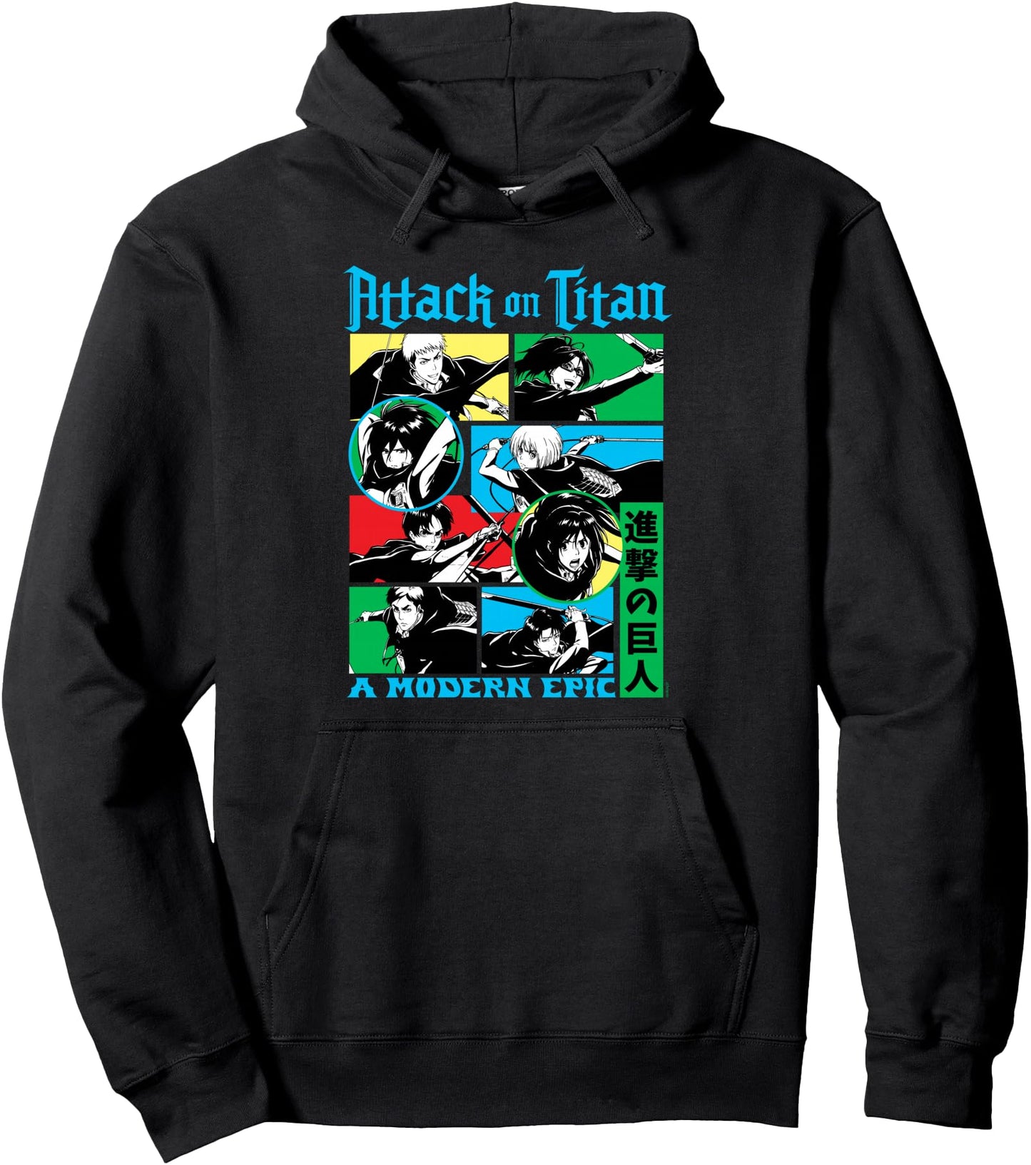Attack on Titan Character Frame Collage Colorful AOT Anime Pullover Hoodie
