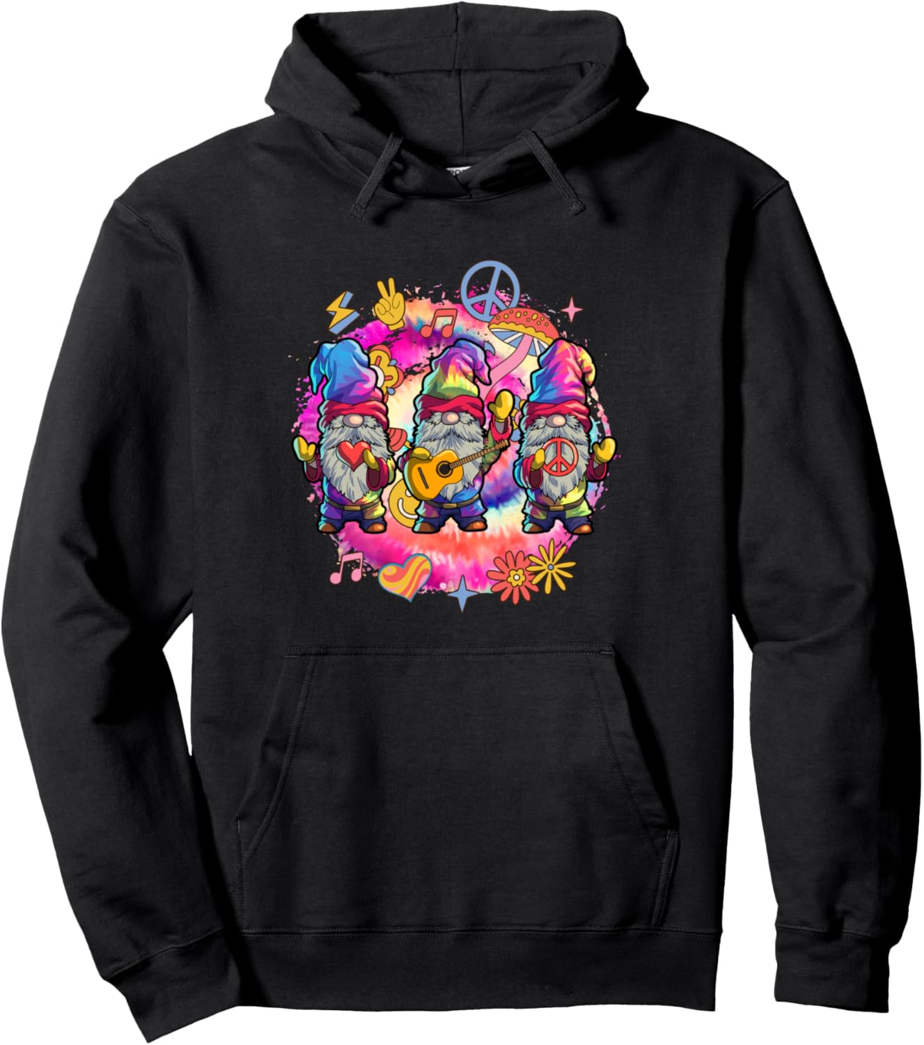 Hippie Gnomes Shirt Men Women Tie Dye Graphic Peace Gnomes Pullover Hoodie