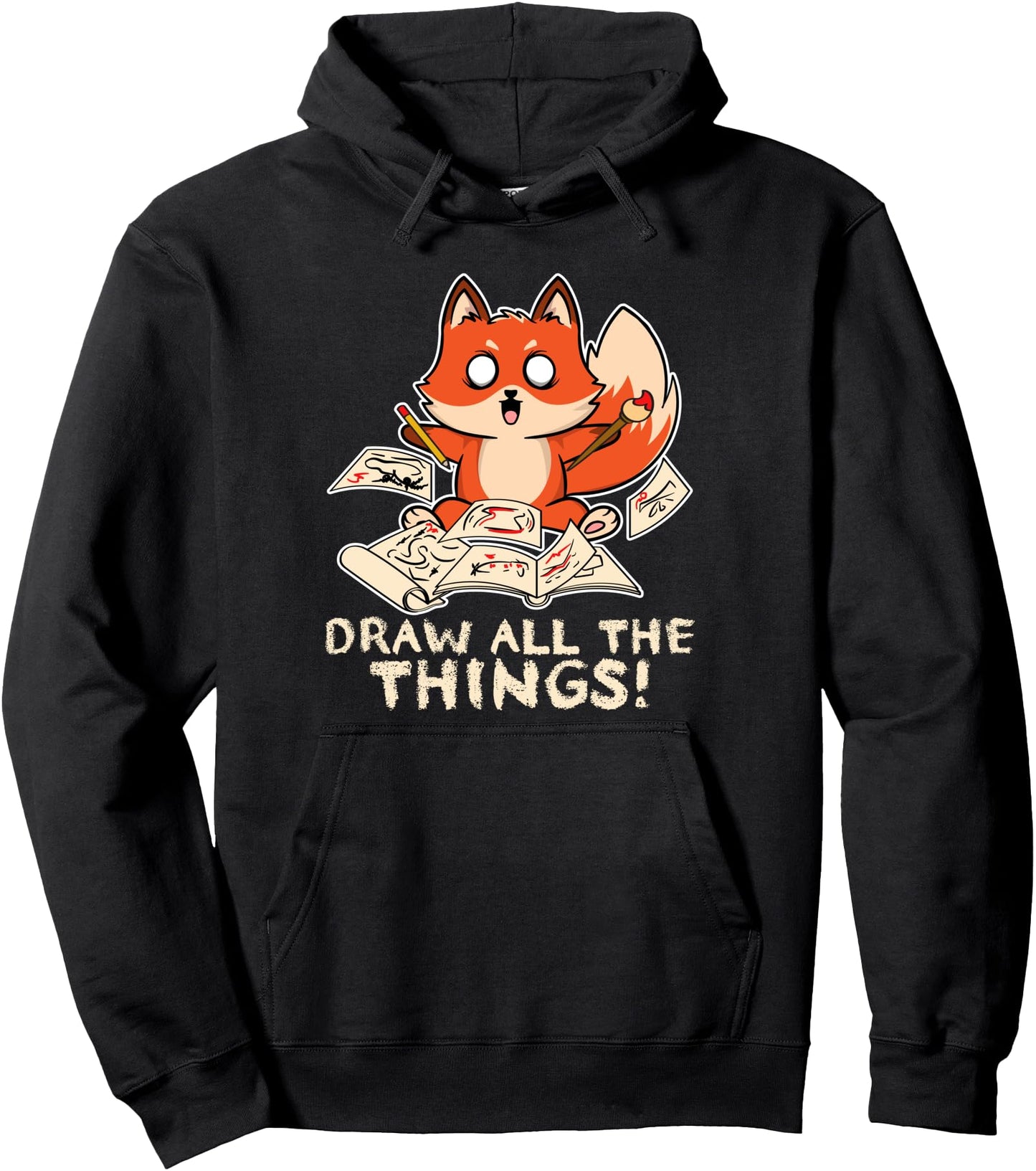 Draw All The Things Fox Sketching Art Otaku Comics Anime Top Pullover Hoodie