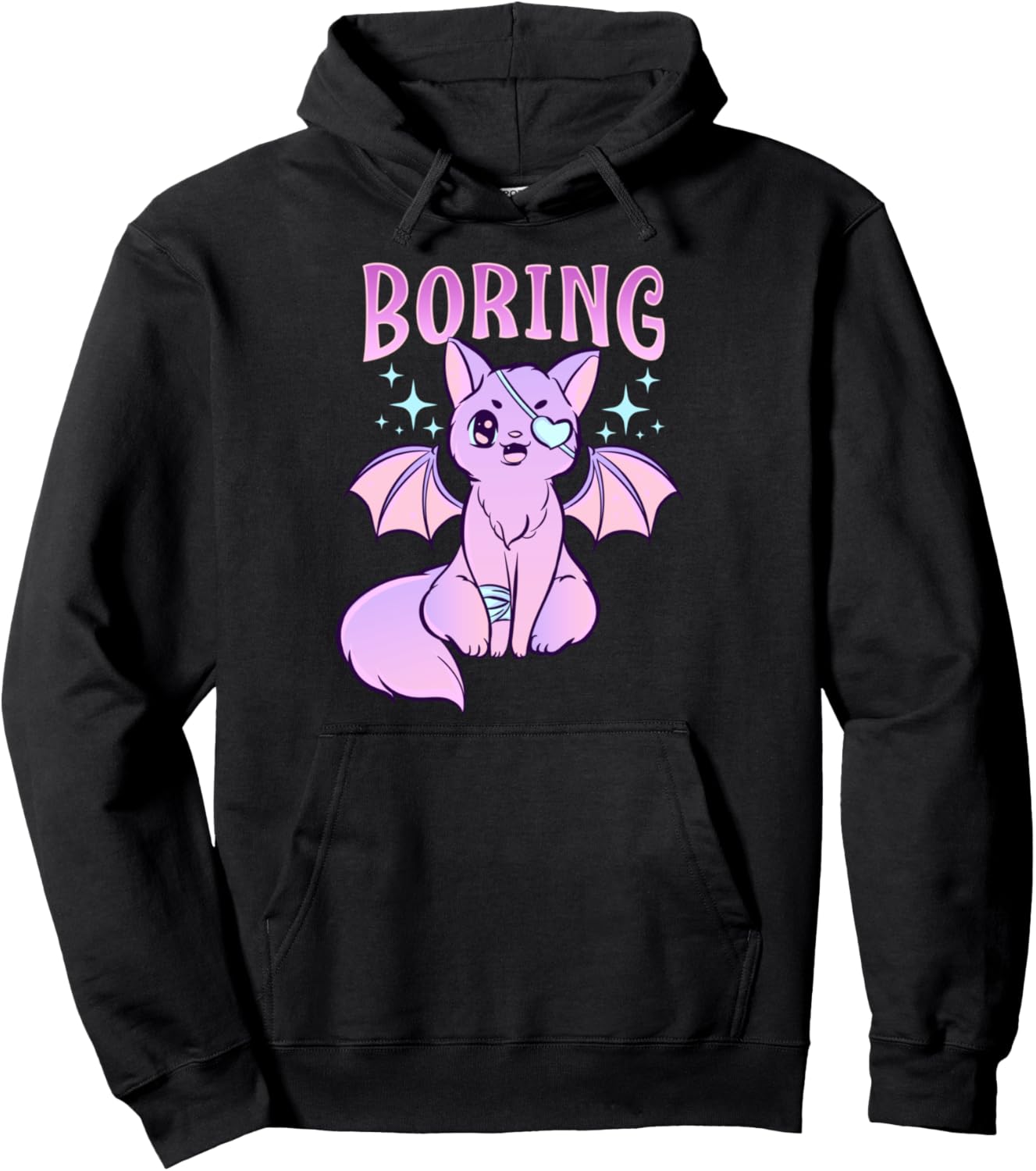 Kawaii Pastel Goth Cute Creepy Bat Cat Anime Theme Pullover Hoodie