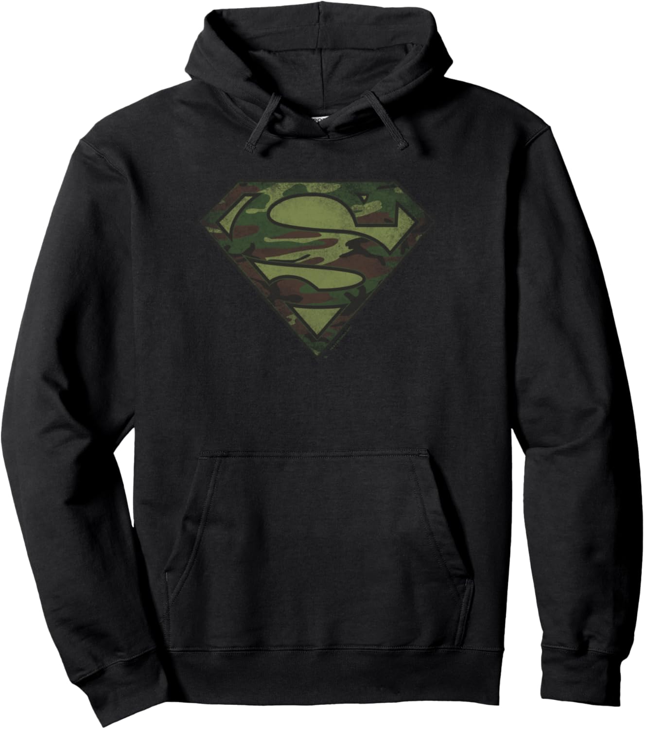 Superman Camo Logo Distressed Pullover Hoodie