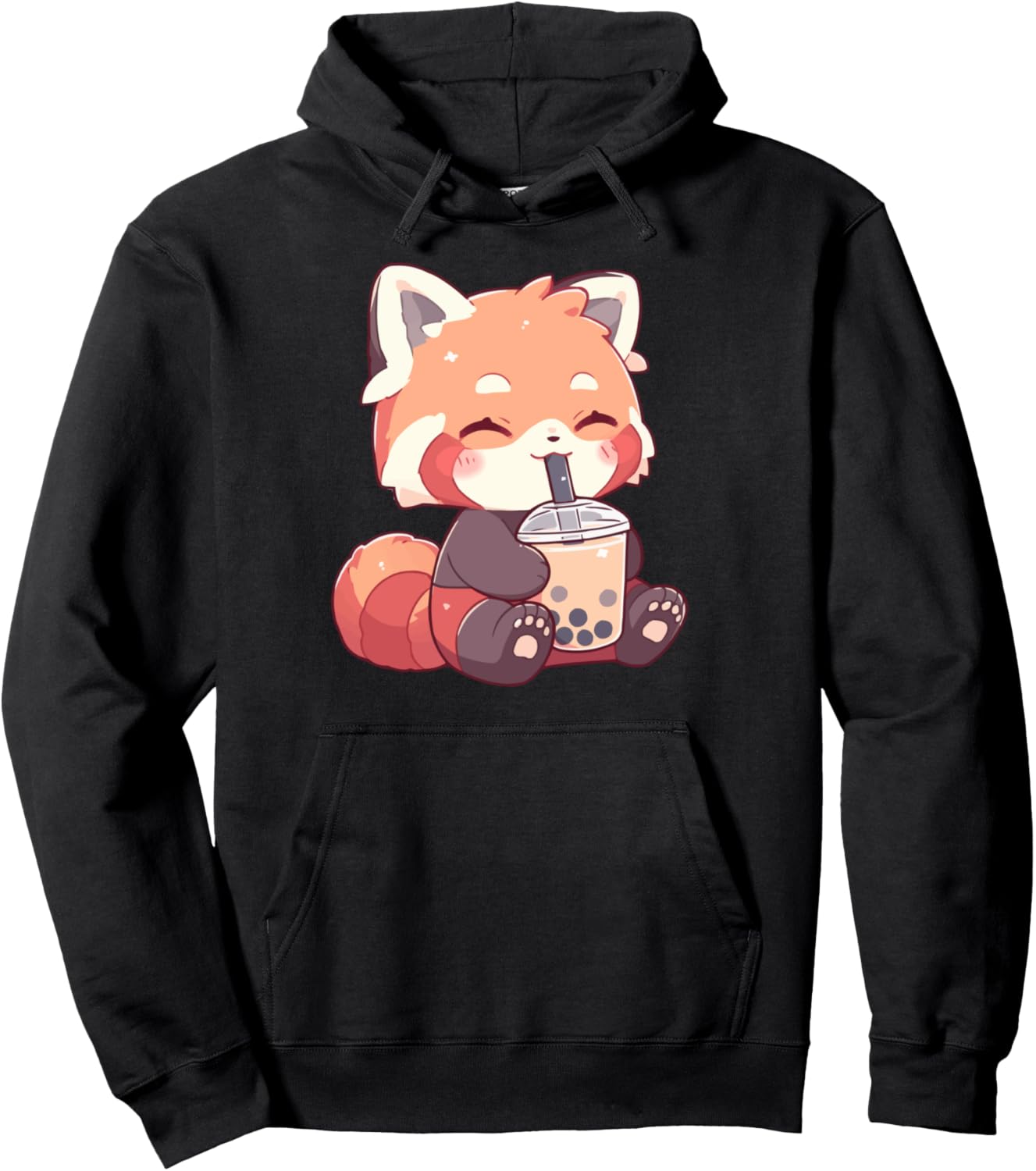 Cute Neko Red Panda Boba Tea Kawaii Anime Bubble Tea Panda Pullover Hoodie