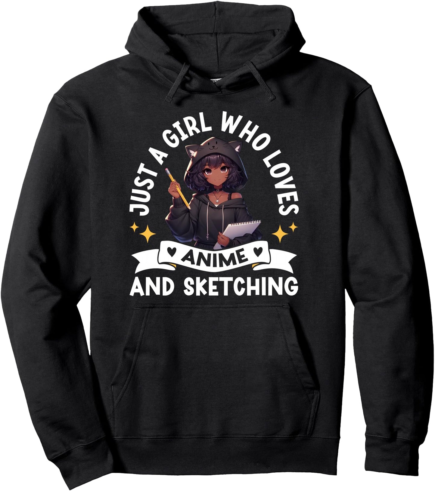 Just A Girl Who Loves Anime And Sketching Afro Anime Merch Pullover Hoodie
