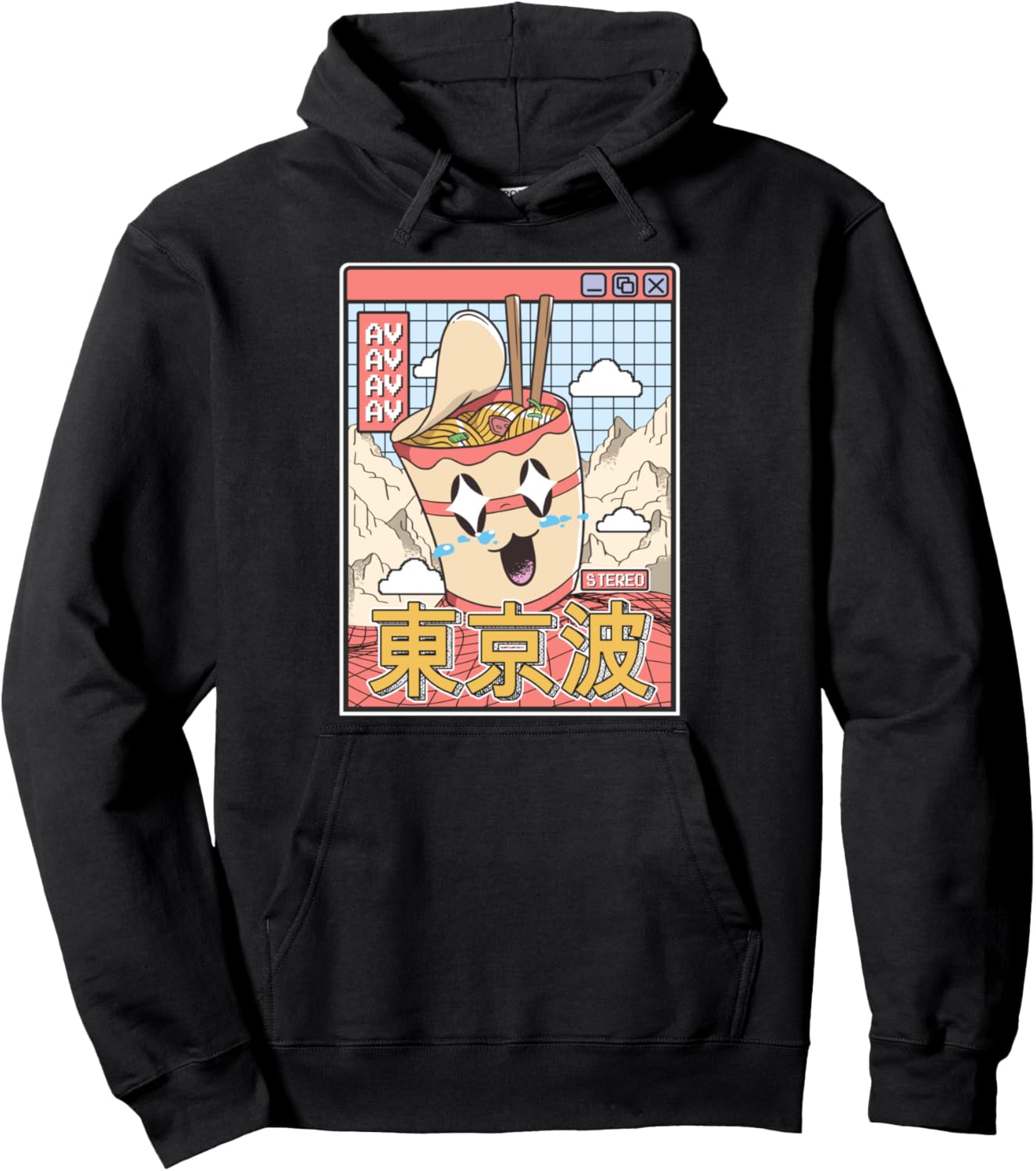 Instant Ramen Noodles Cup Japanese Kawaii Vaporwave Anime Pullover Hoodie