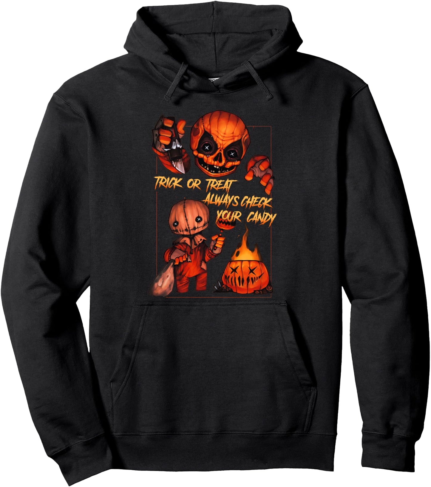 Vintage Trick Or Treat Always Check Your Candy, Pumpkin Pullover Hoodie