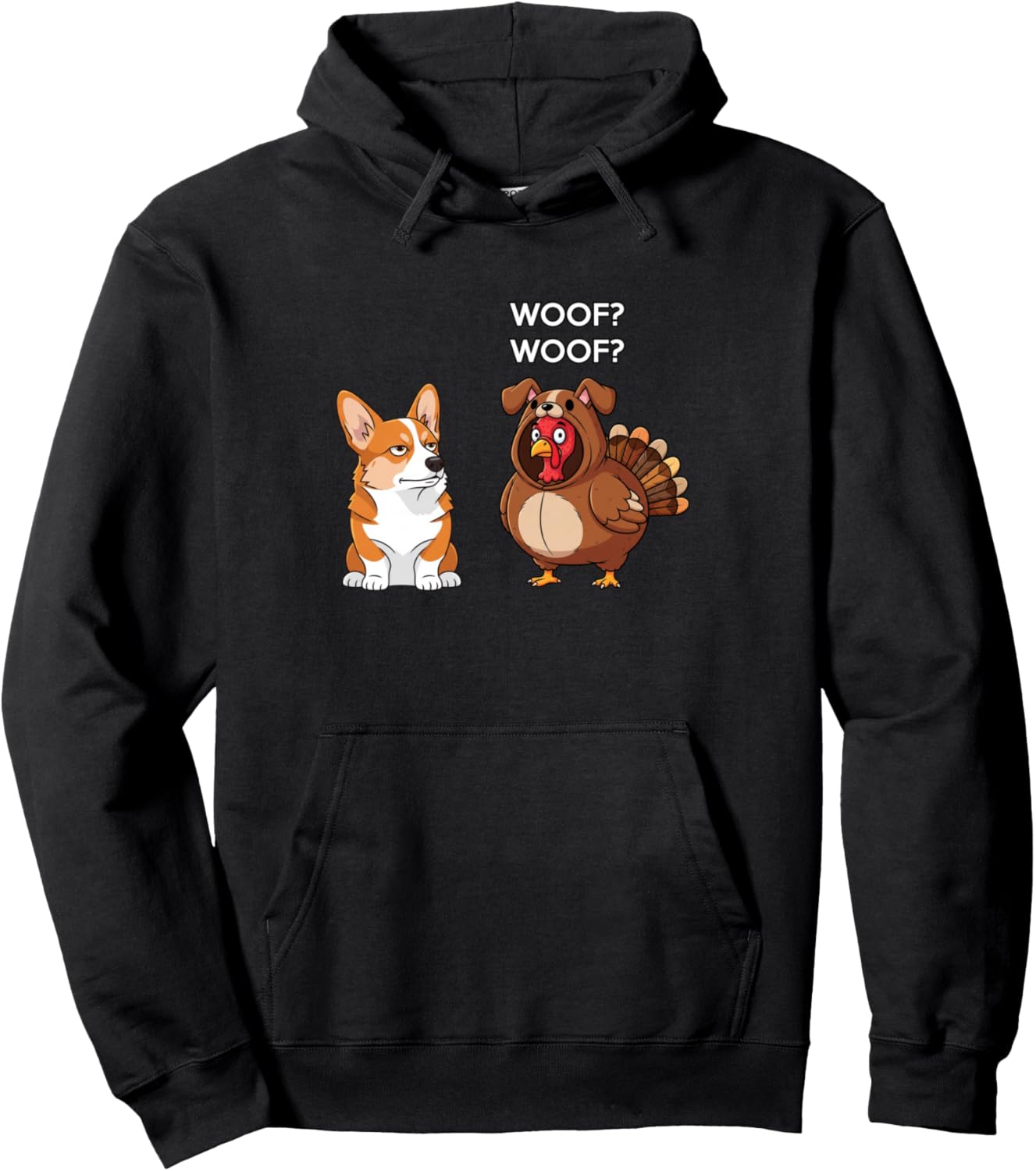 Funny Thanksgiving Corgi and Turkey Pullover Hoodie