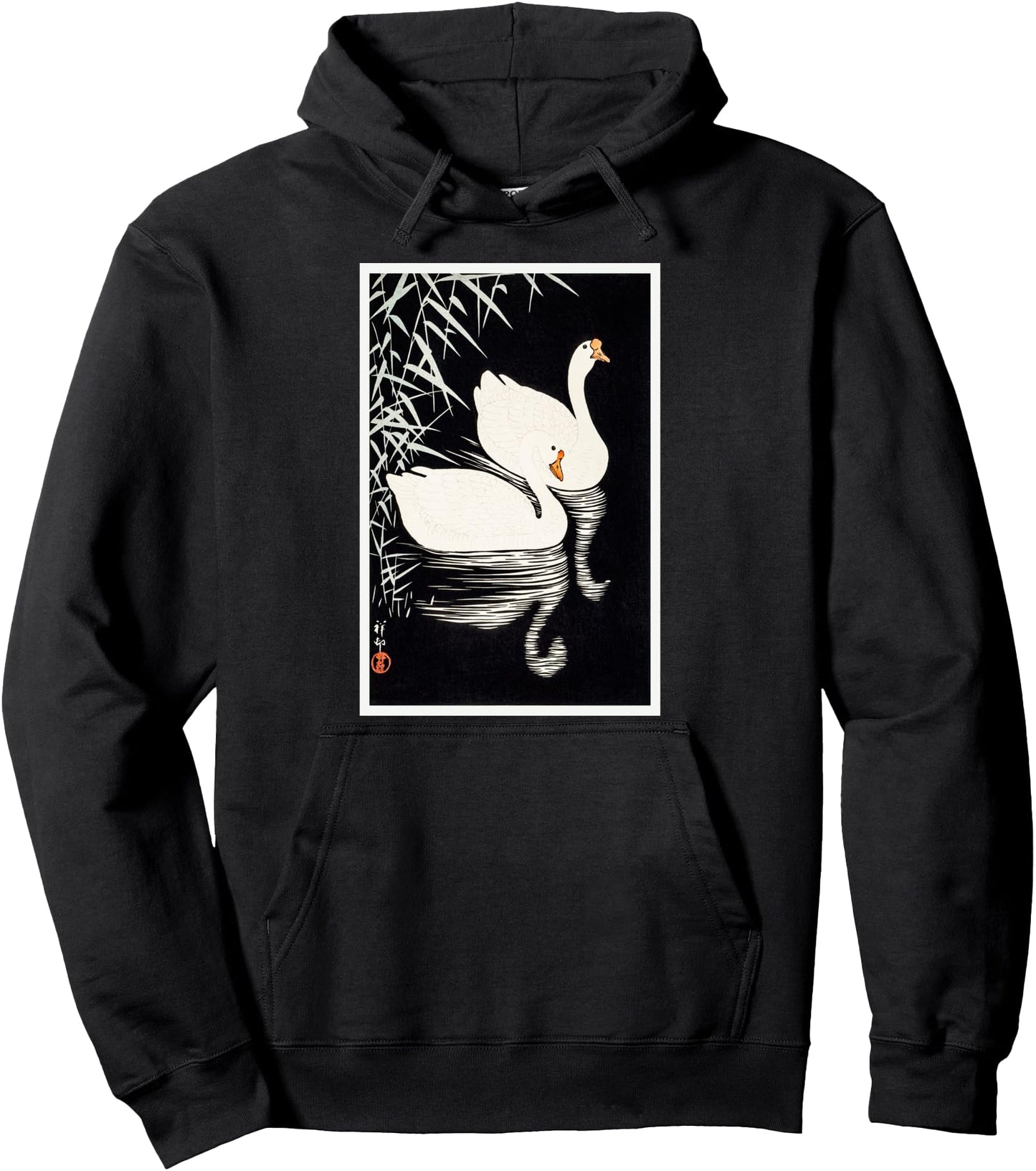 White Chinese Geese Birds by Ohara Koson Japanese Art Pullover Hoodie
