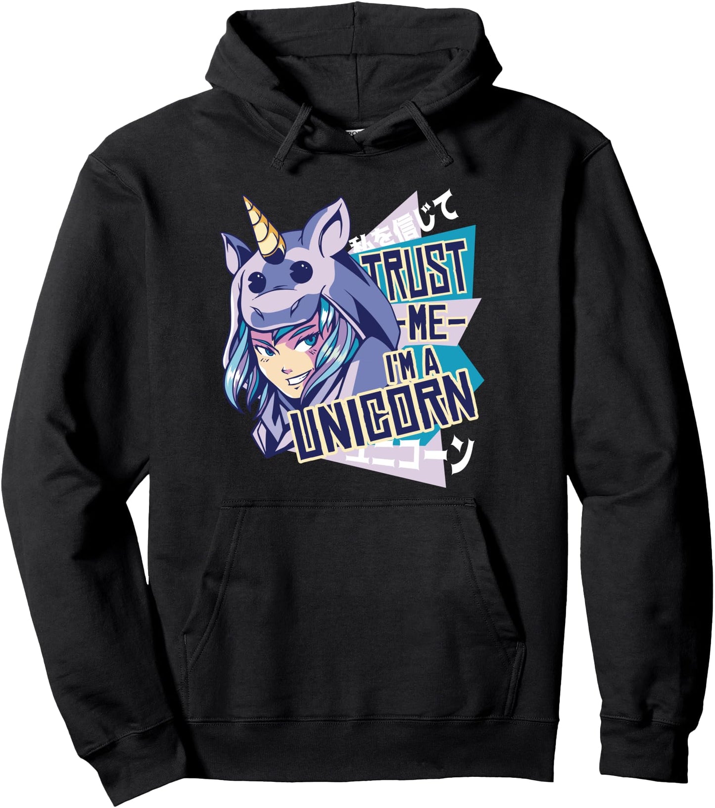 Cute Kawaii Anime Girl in Unicorn Costume - Japanese Pullover Hoodie