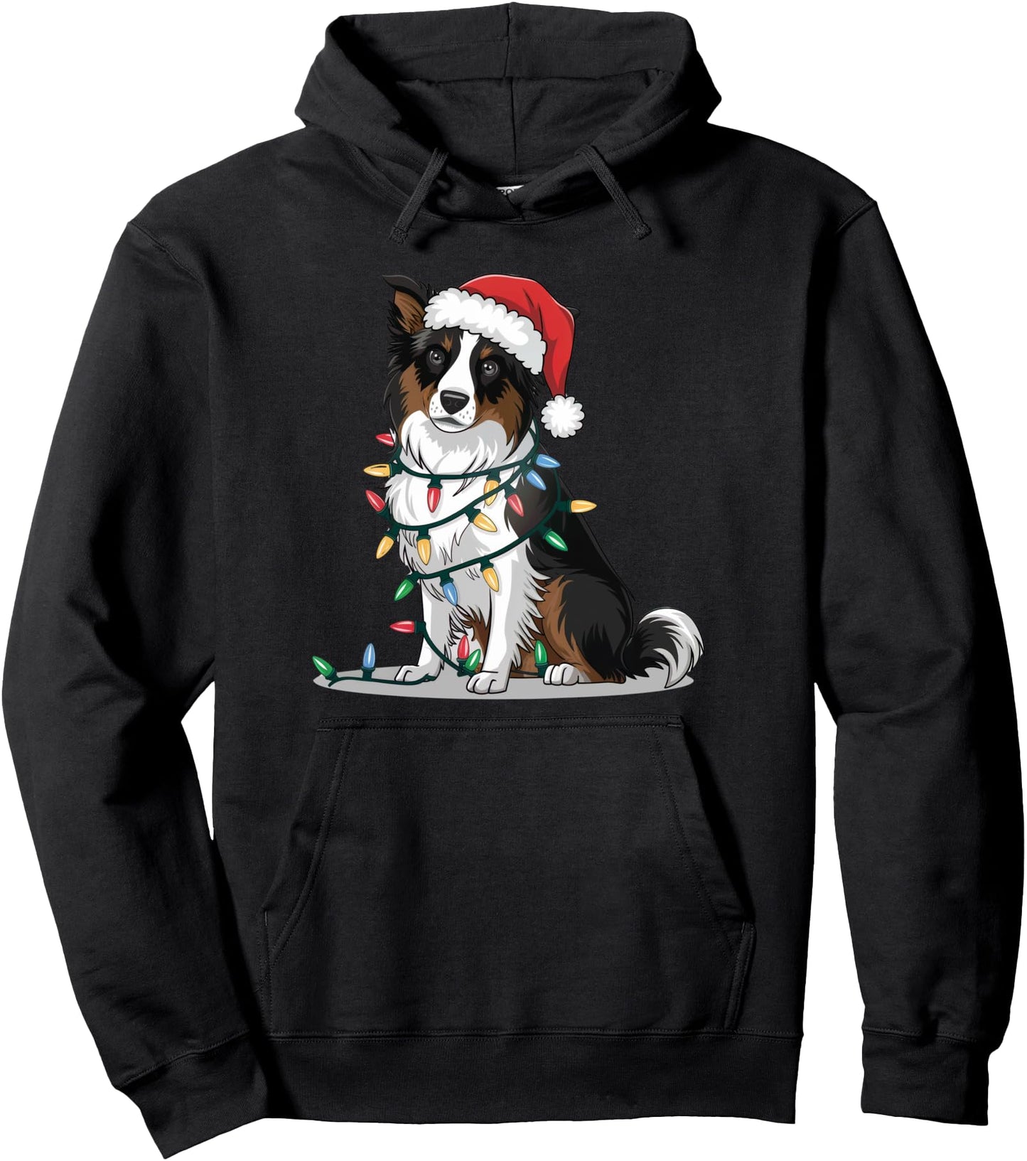 Border Collie Christmas Lights Xmas Dogs Gifts for Men Women Pullover Hoodie