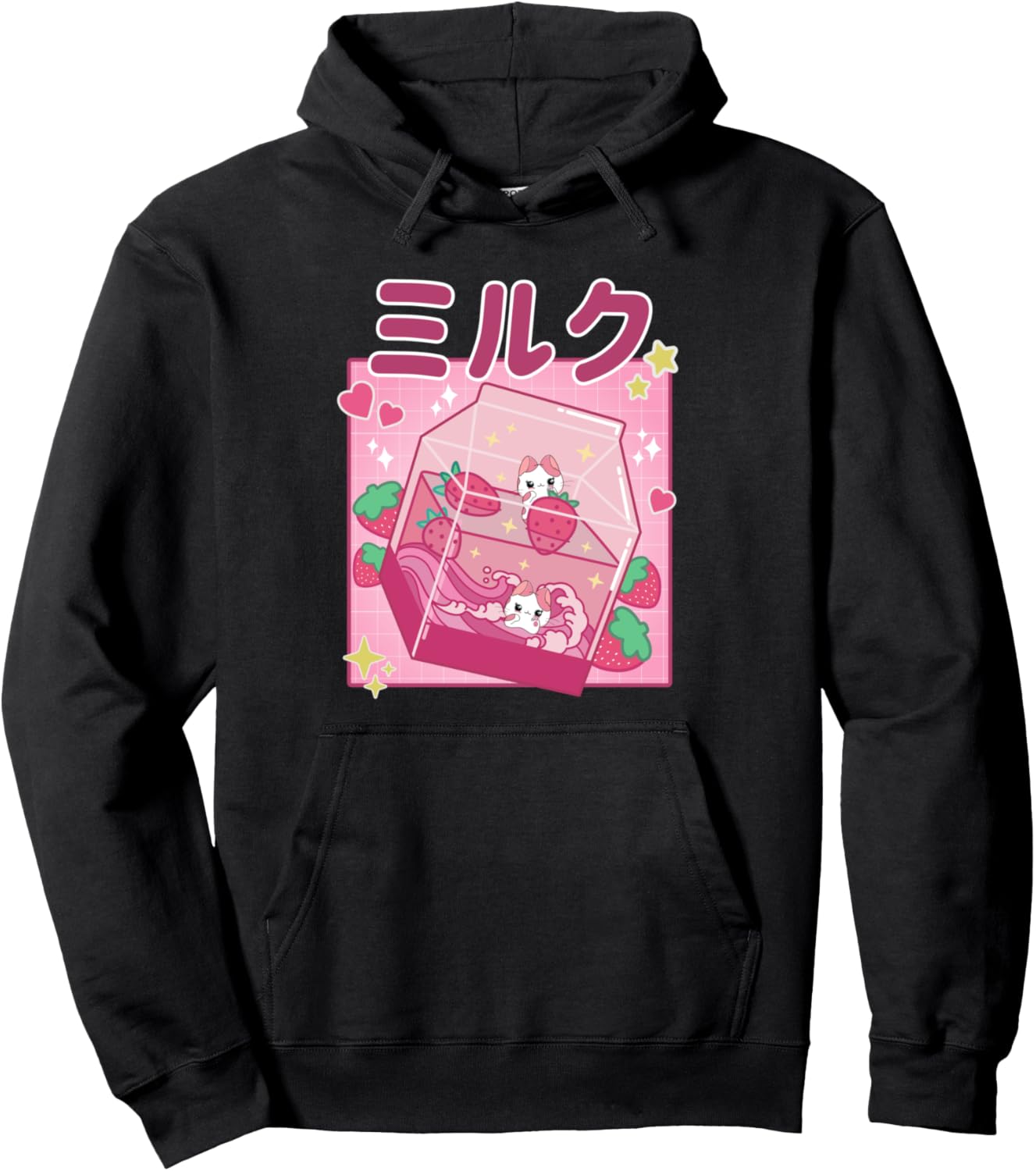 90's Kawaii Strawberry Milk Cute Women Girls Japanese Anime Pullover Hoodie