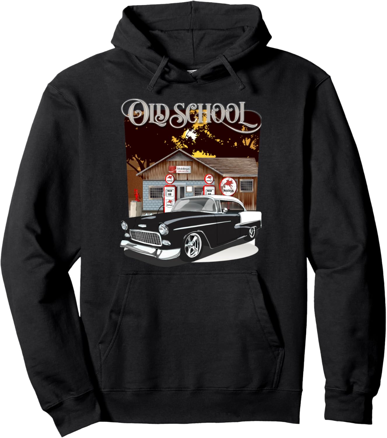 1955 55 chevys bel air classic vintage muscle car old school Pullover Hoodie
