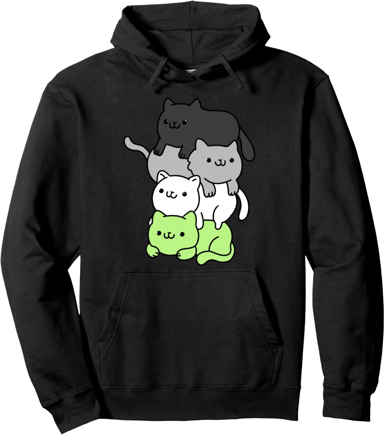 Kawaii Cat Pile Agender Pride Pullover Hoodie
