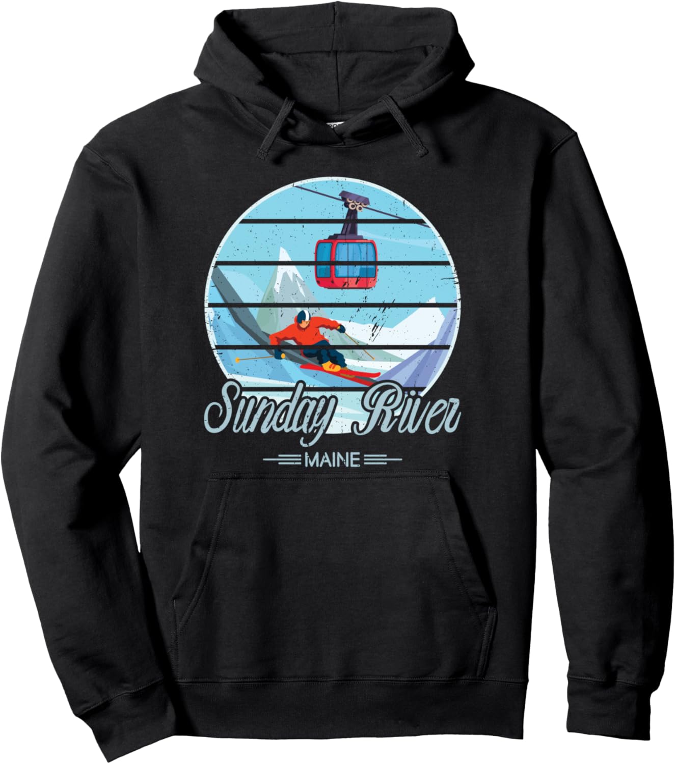 Retro Sunday River t shirt Mountain Vacation Travel Trip Pullover Hoodie