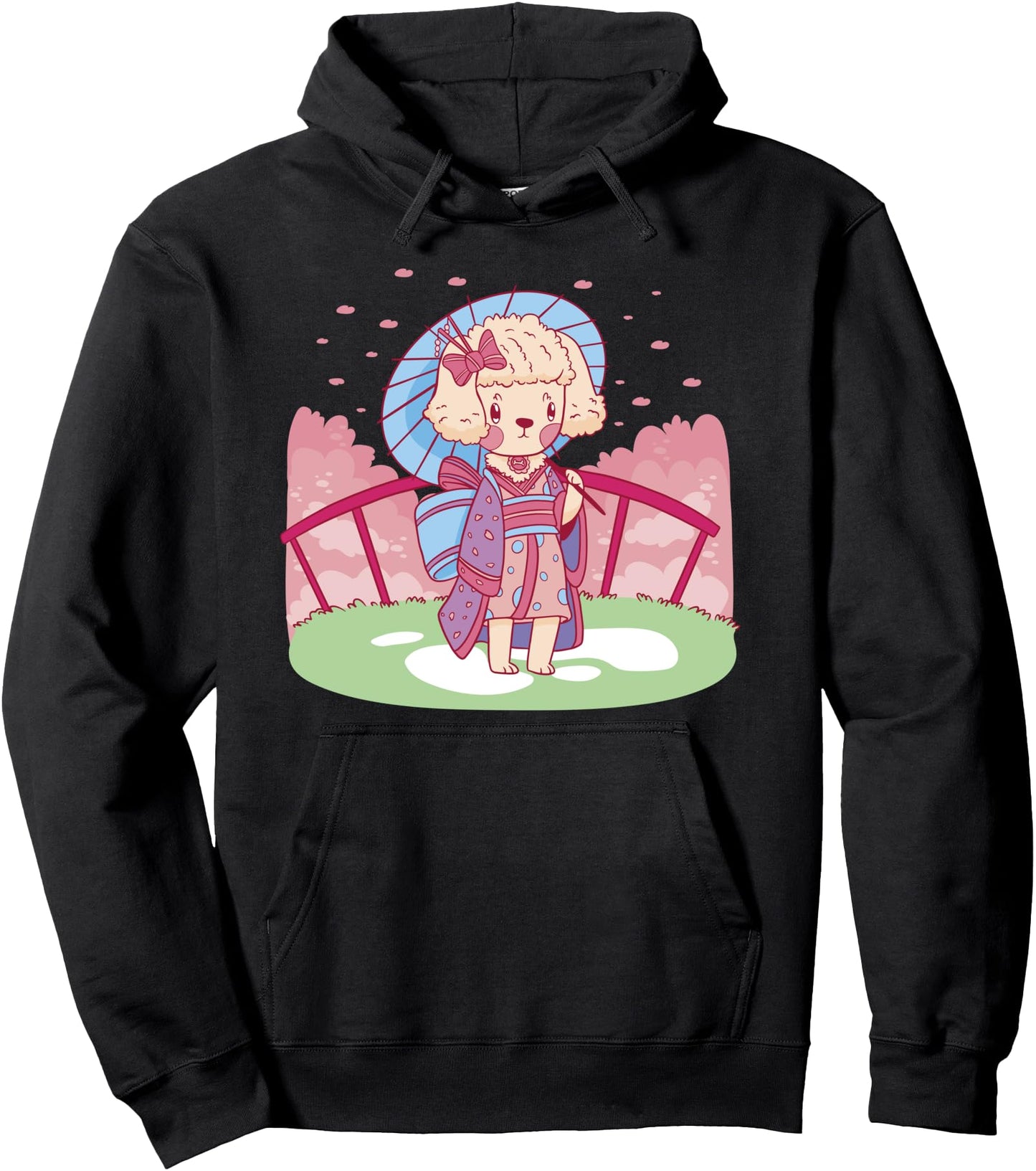 Poodle Dog With Kimono Japanese Cute Pullover Hoodie