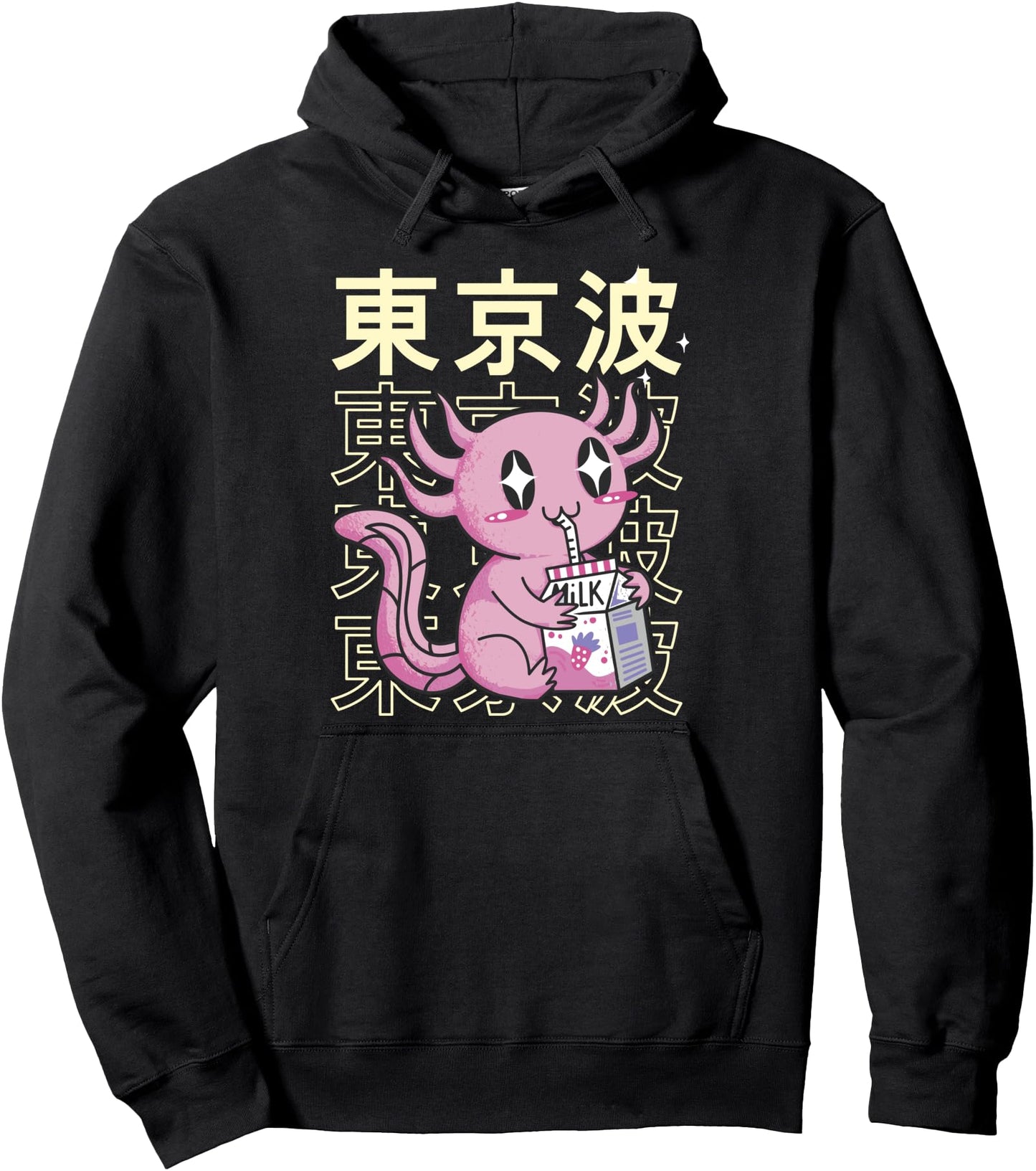 Axolotl Strawberry Milk Kawaii Aesthetic Kid Teen Anime Girl Pullover Hoodie