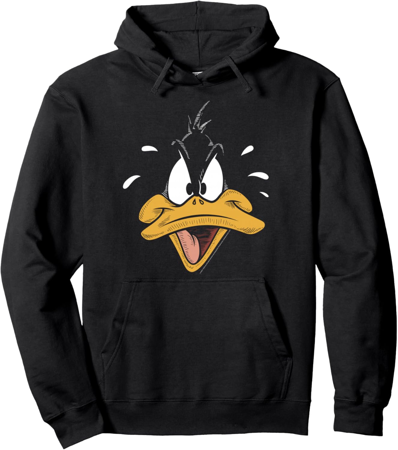 Looney Tunes Daffy Duck Sketched Big Face Pullover Hoodie