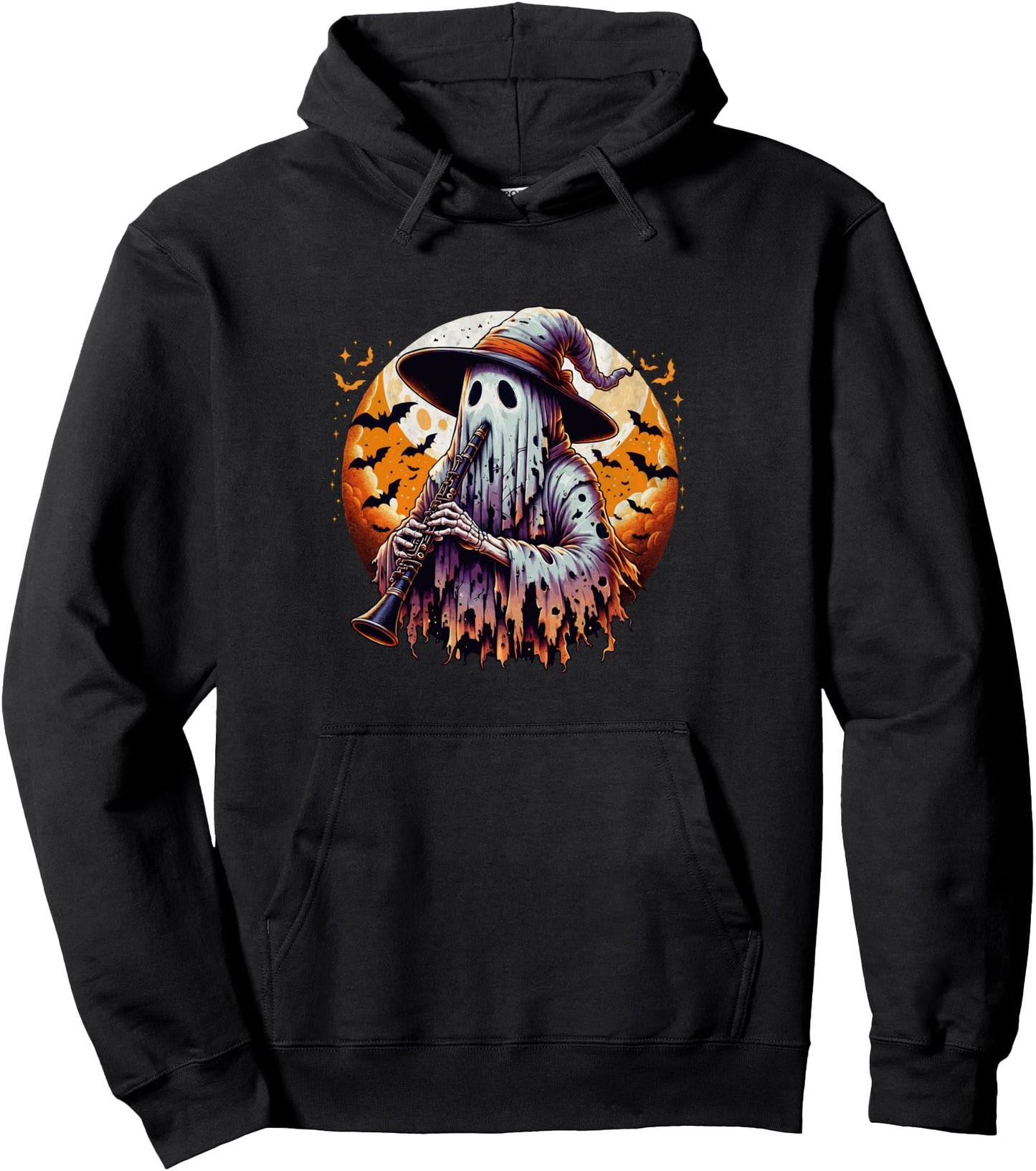 Ghost Playing Oboe Halloween Costume Musical Instrument Pullover Hoodie
