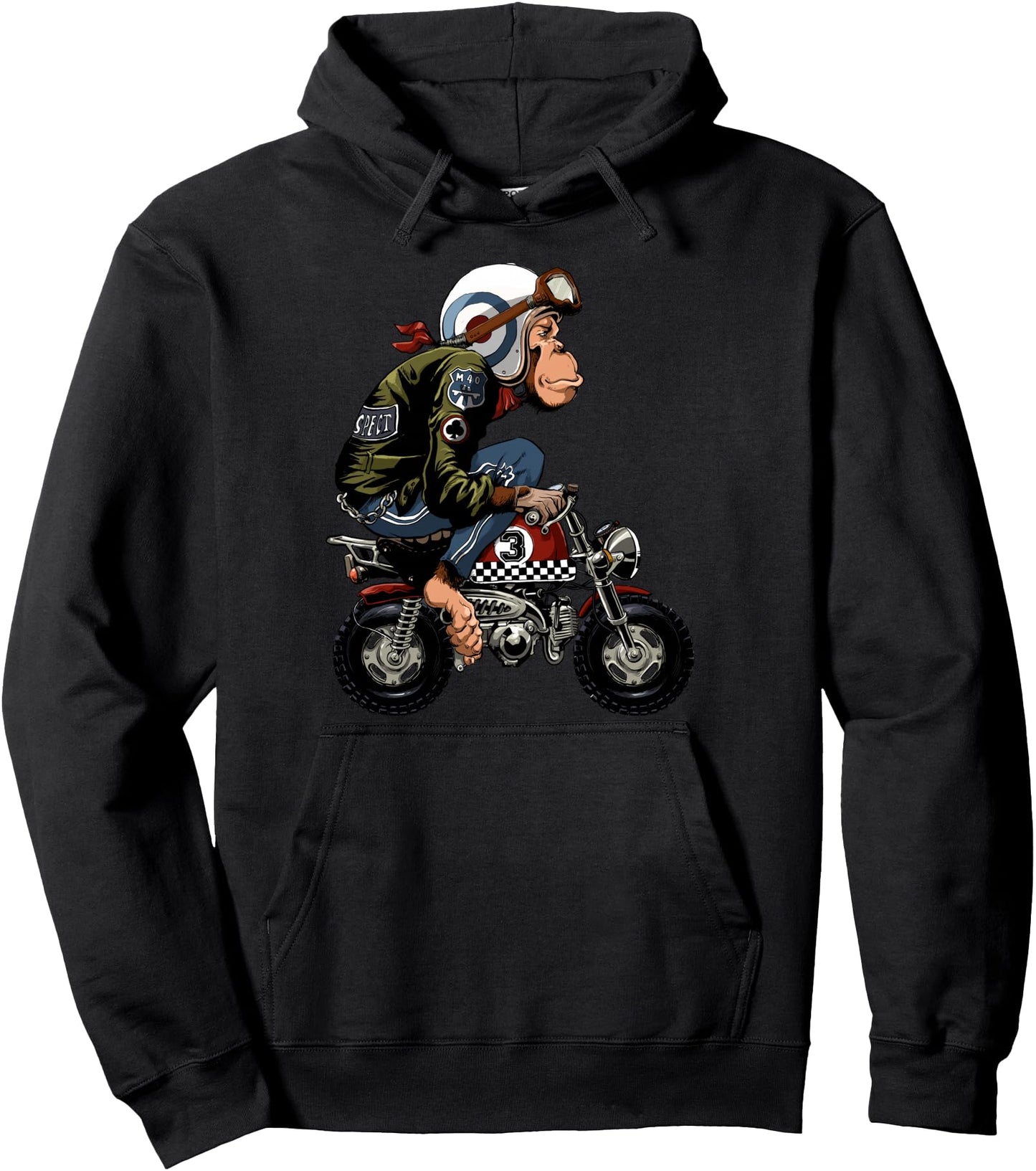 Monkey Bike Cartoon Pullover Hoodie
