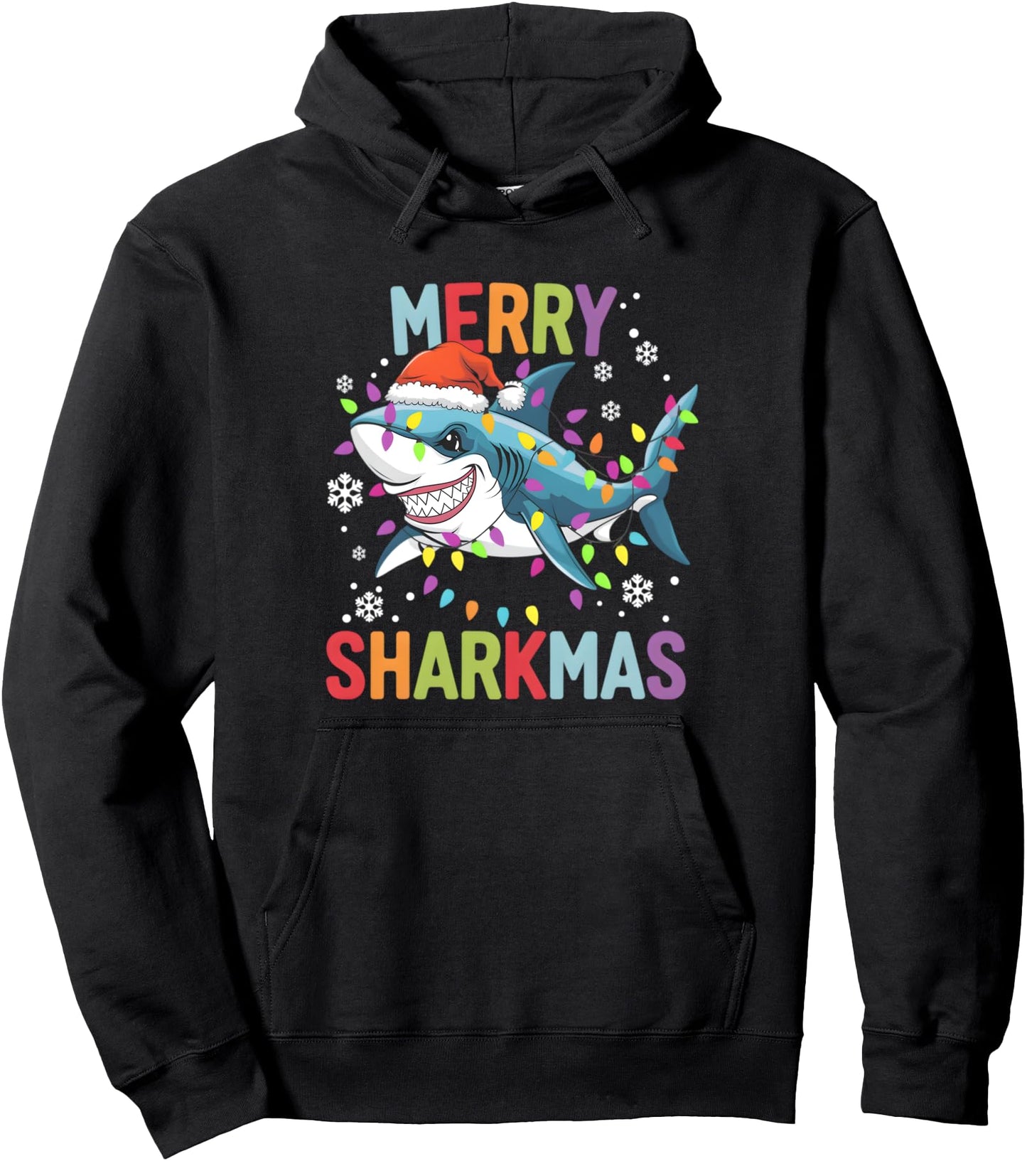 Funny Santa Shark Merry Sharkmas Ugly Christmas Holiday Pullover Hoodie