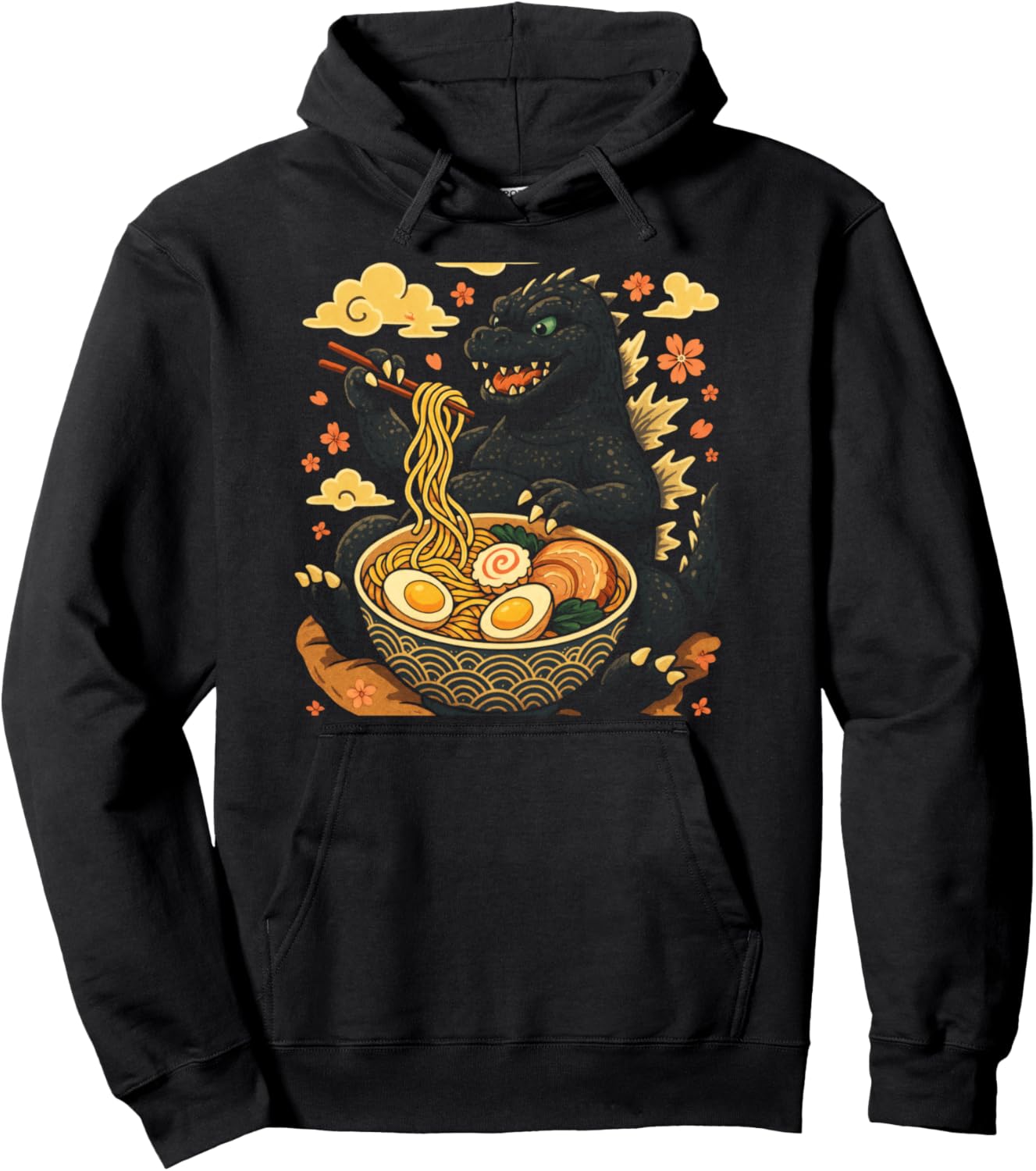 Kaiju Ramen Feast - Japanese Monster Eating Ramen Pullover Hoodie