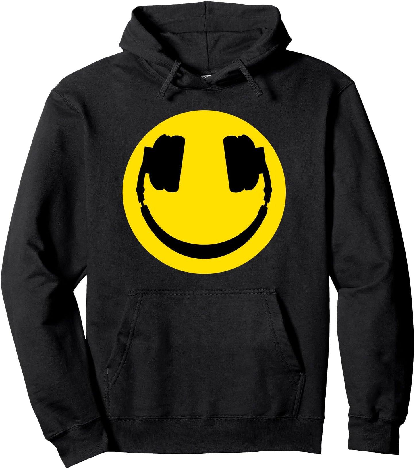 cartoon headphones funny Smiling face DJ smiling headphone Pullover Hoodie