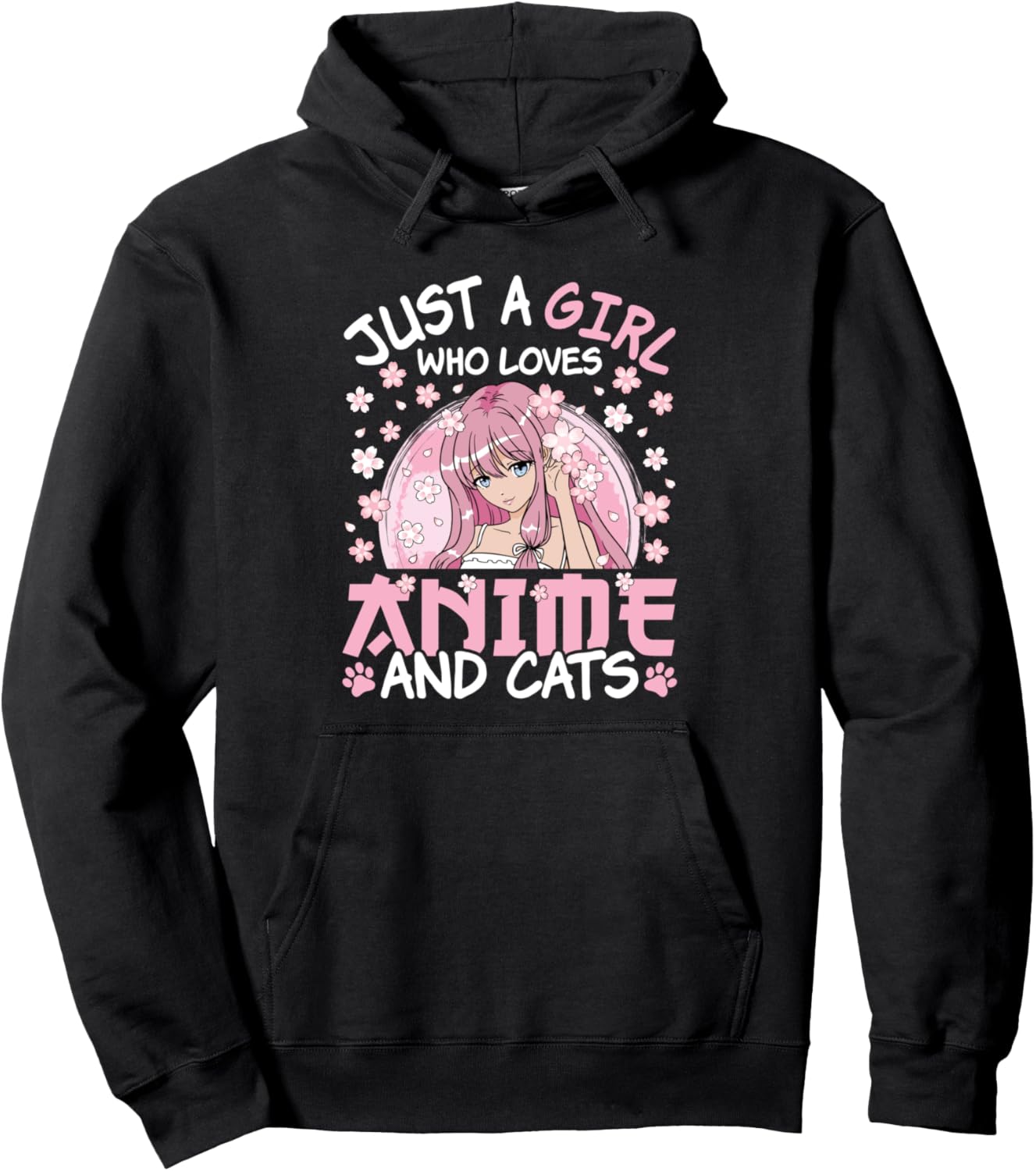 Just A Girl Who Loves Anime And Cats Japanese Anime Otaku Pullover Hoodie