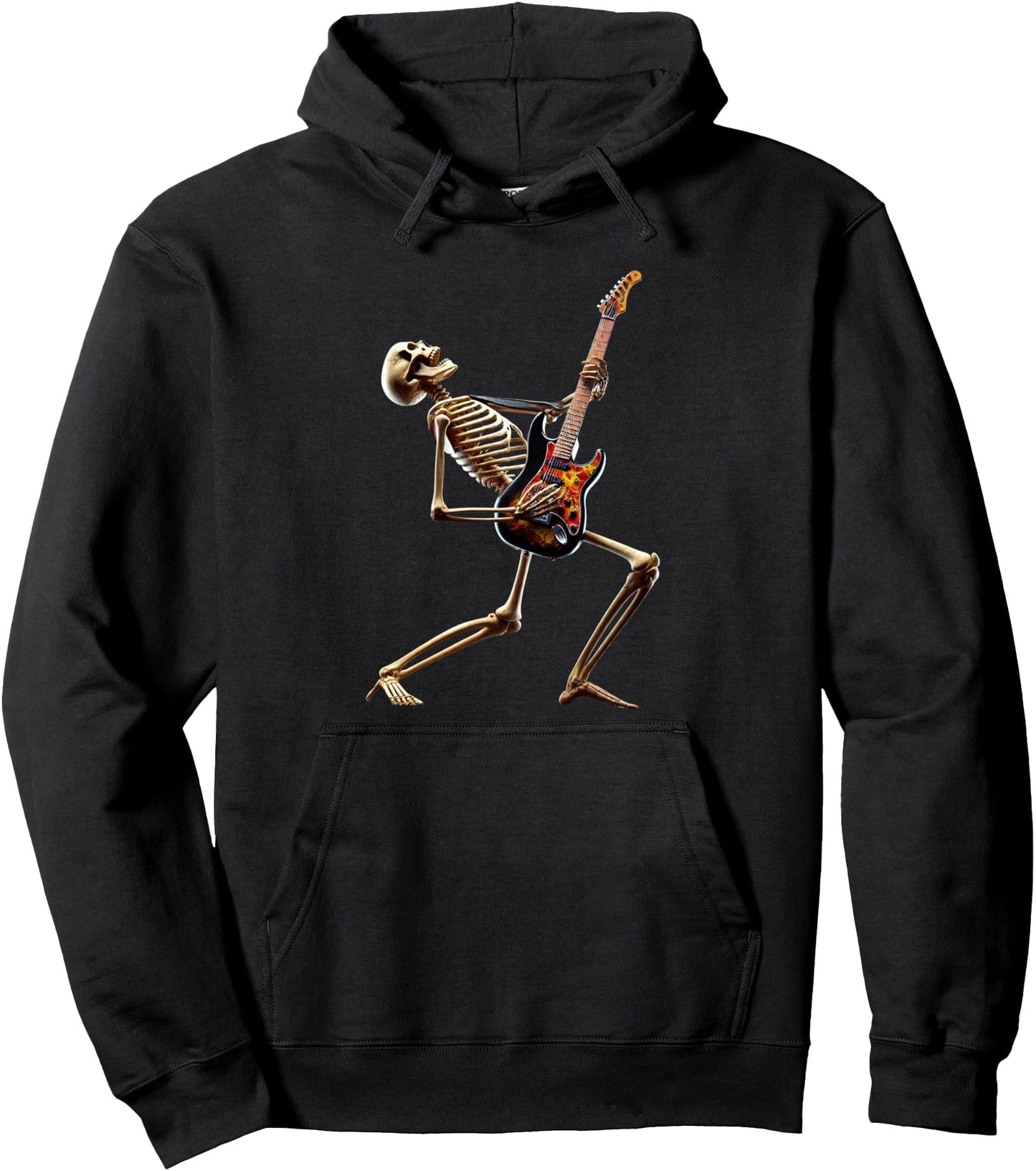 Skeleton Playing Guitar Rock & Roll Ghost Solo Guitar Men Pullover Hoodie