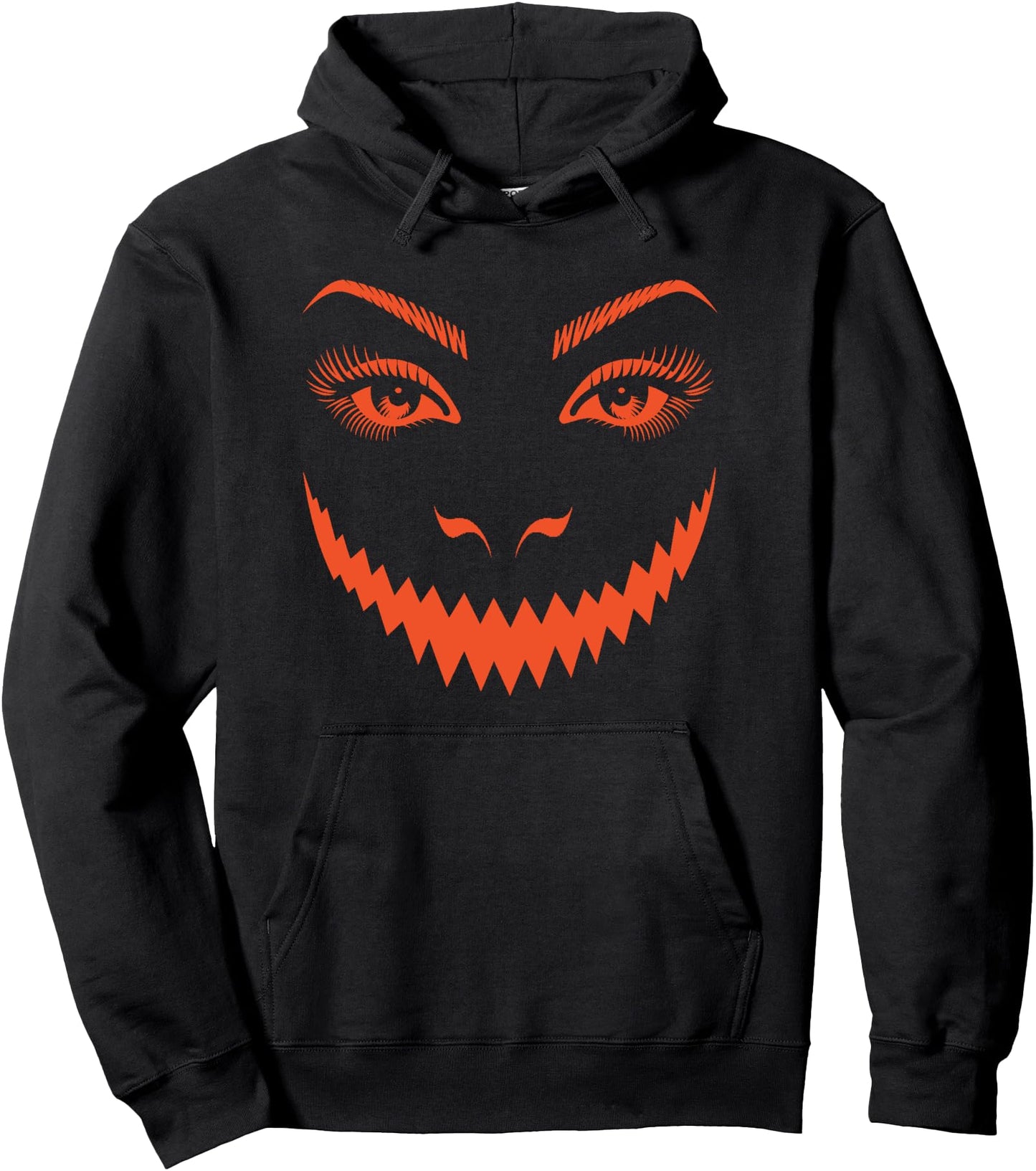 Orange Hallowen Jack O Lantern Face Pumpkin Eyelashes Funny Pullover Hoodie