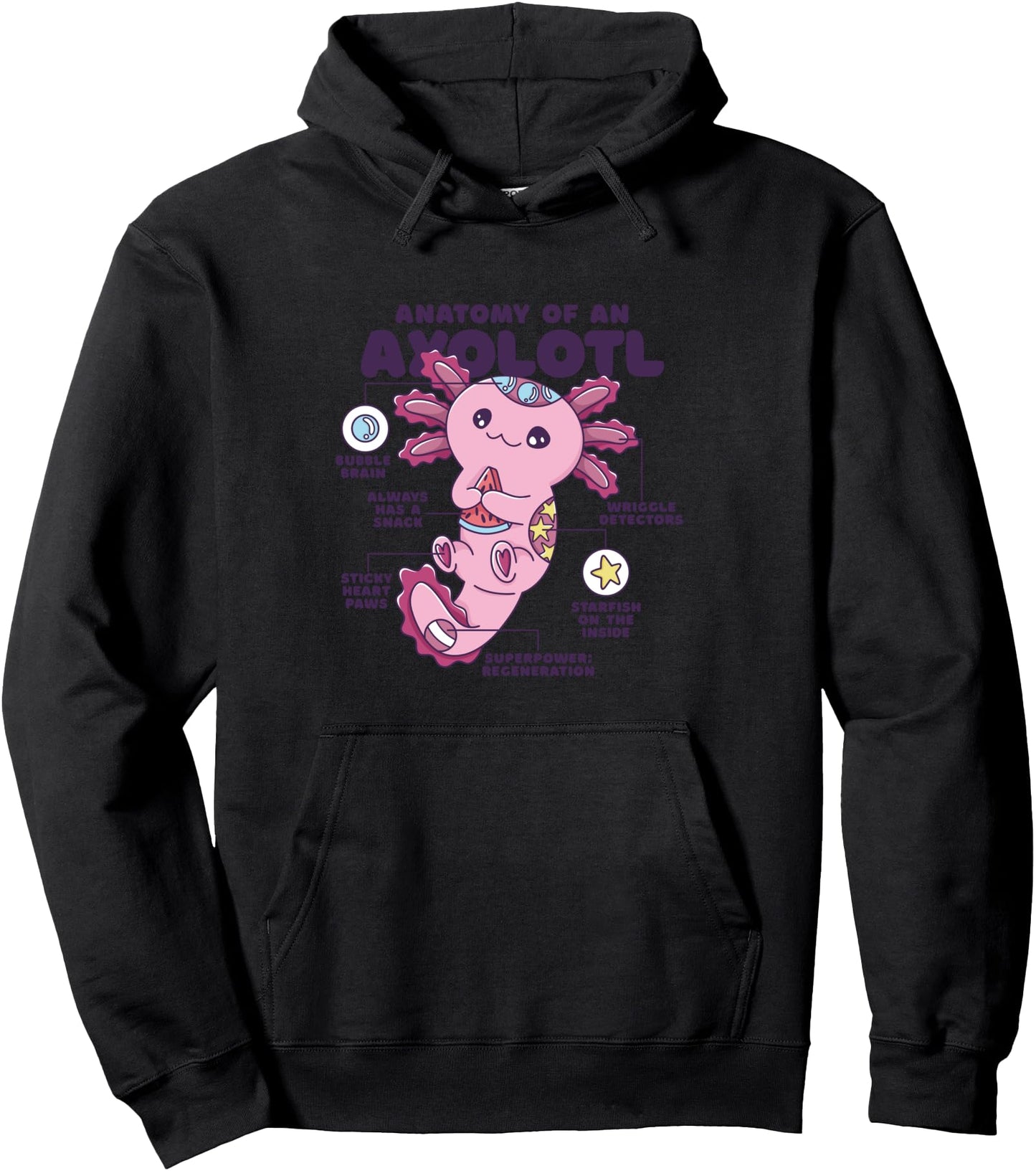 Anatomy Of An Axolotl - Kawaii Anime Axolotl Pullover Hoodie