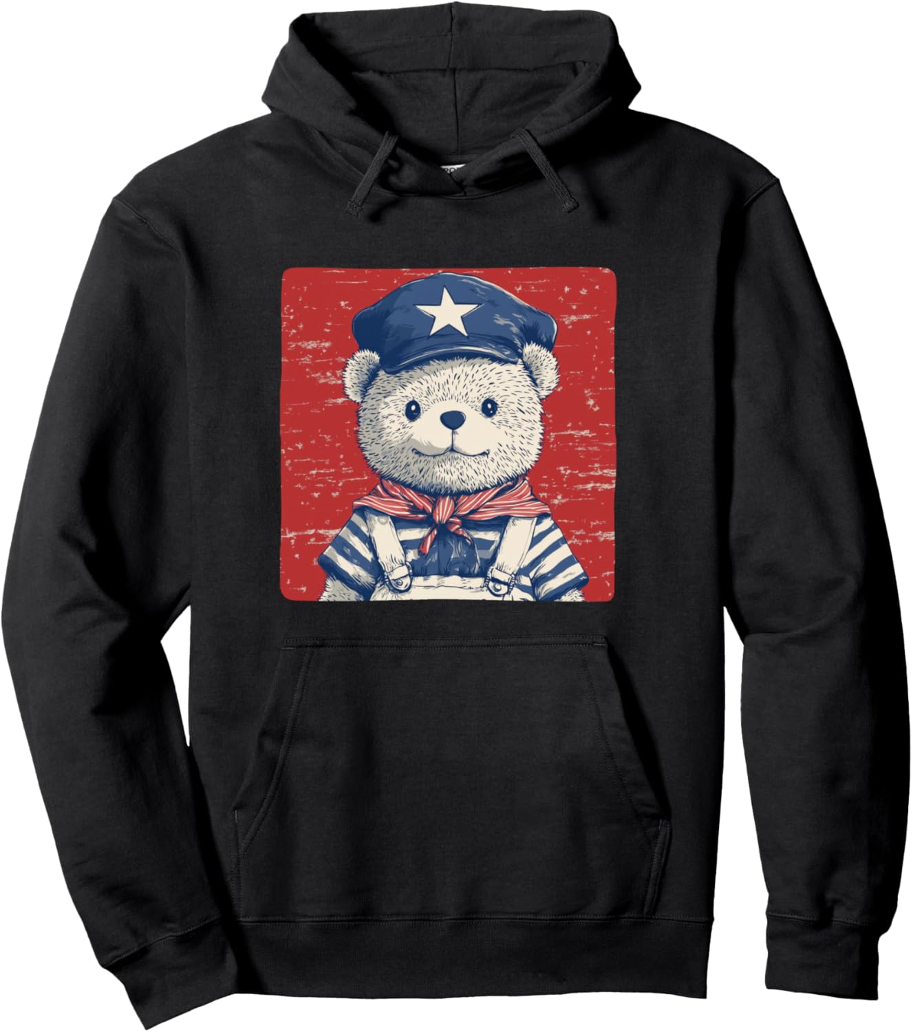 Full Steam Ahead Funny Teddy Bear in Sailor Outfit Pullover Hoodie