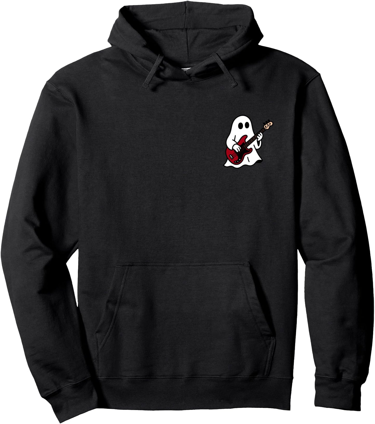 Ghost Playing Bass Guitar Halloween Costume Funny Men Women Pullover Hoodie