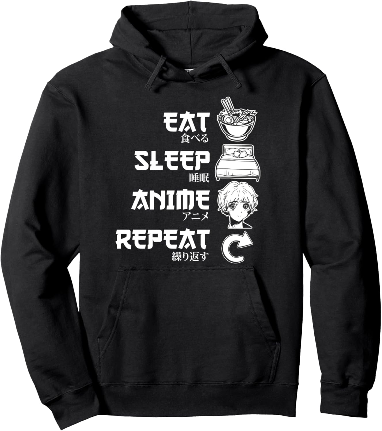 Eat Sleep Anime Repeat Graphic Tee for Anime fans Pullover Hoodie