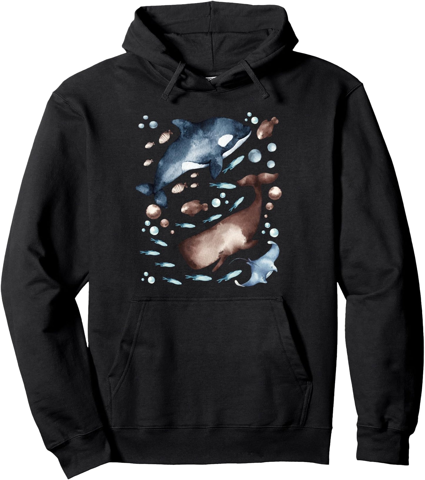 Orca Whale Motif For With Ocean Fish Pattern Cute Fishy Pullover Hoodie