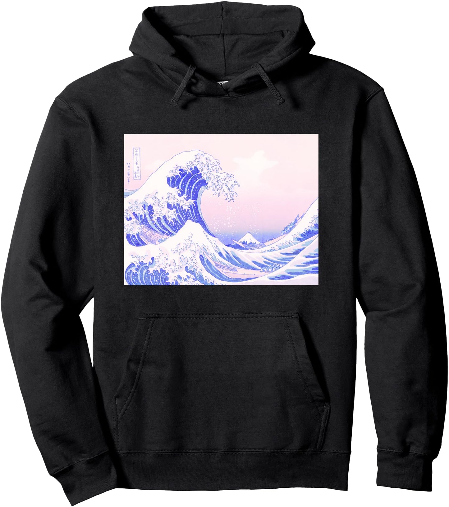 Aesthetic Pastel Pink Purple Great Wave Kawaii Japanese Pullover Hoodie