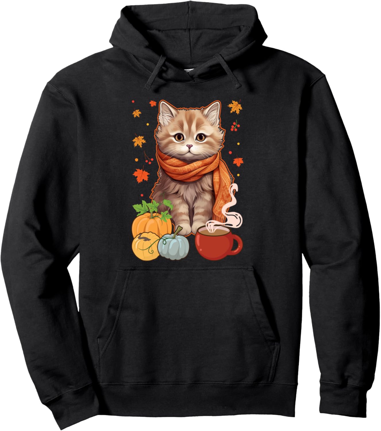 Cat Pumpkin Spice Latte Coffee Autumn Fall Thanksgiving Pullover Hoodie