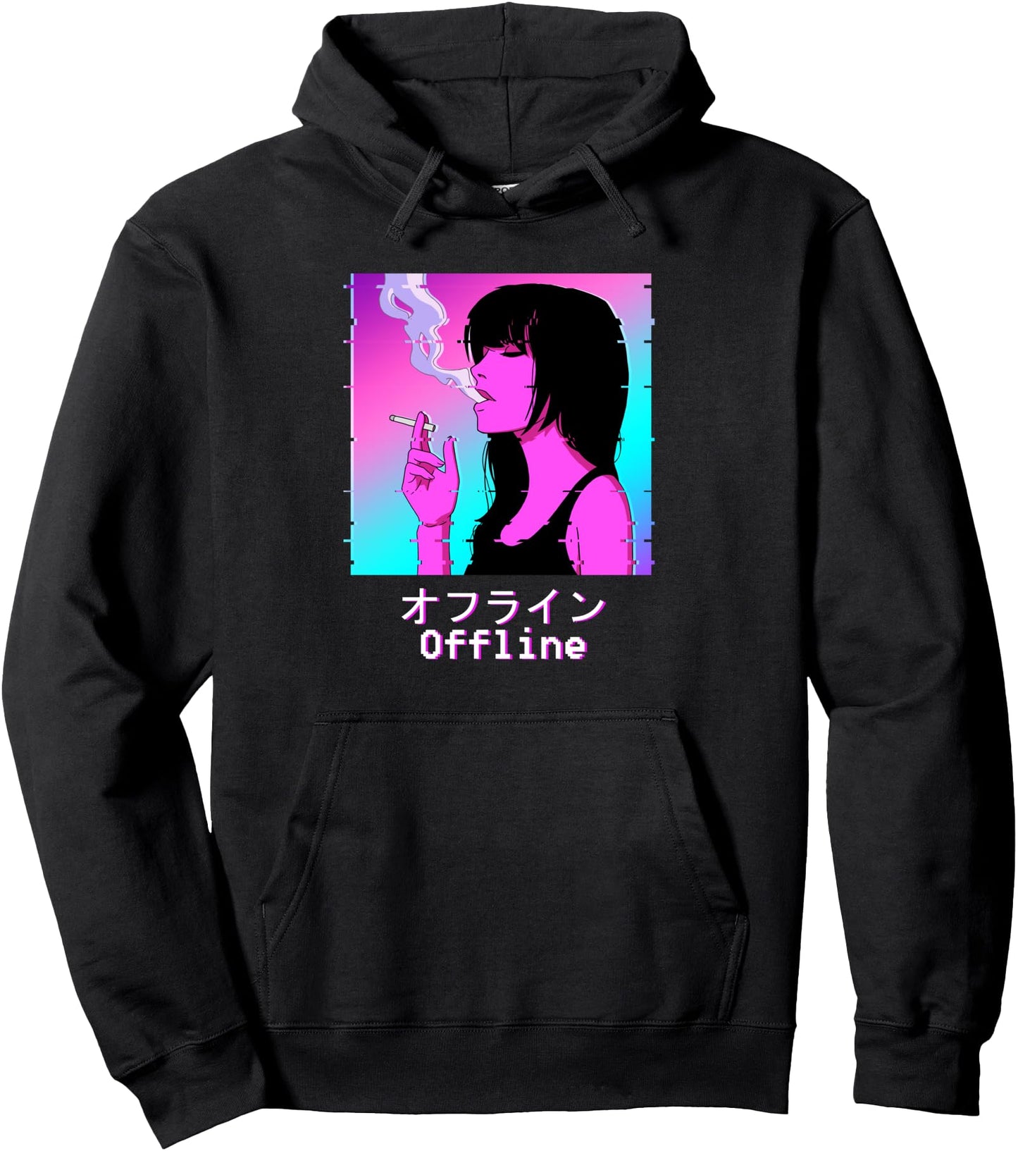 Graphic Japanese Aesthetic Vaporwave Sad Anime Girl Pullover Hoodie