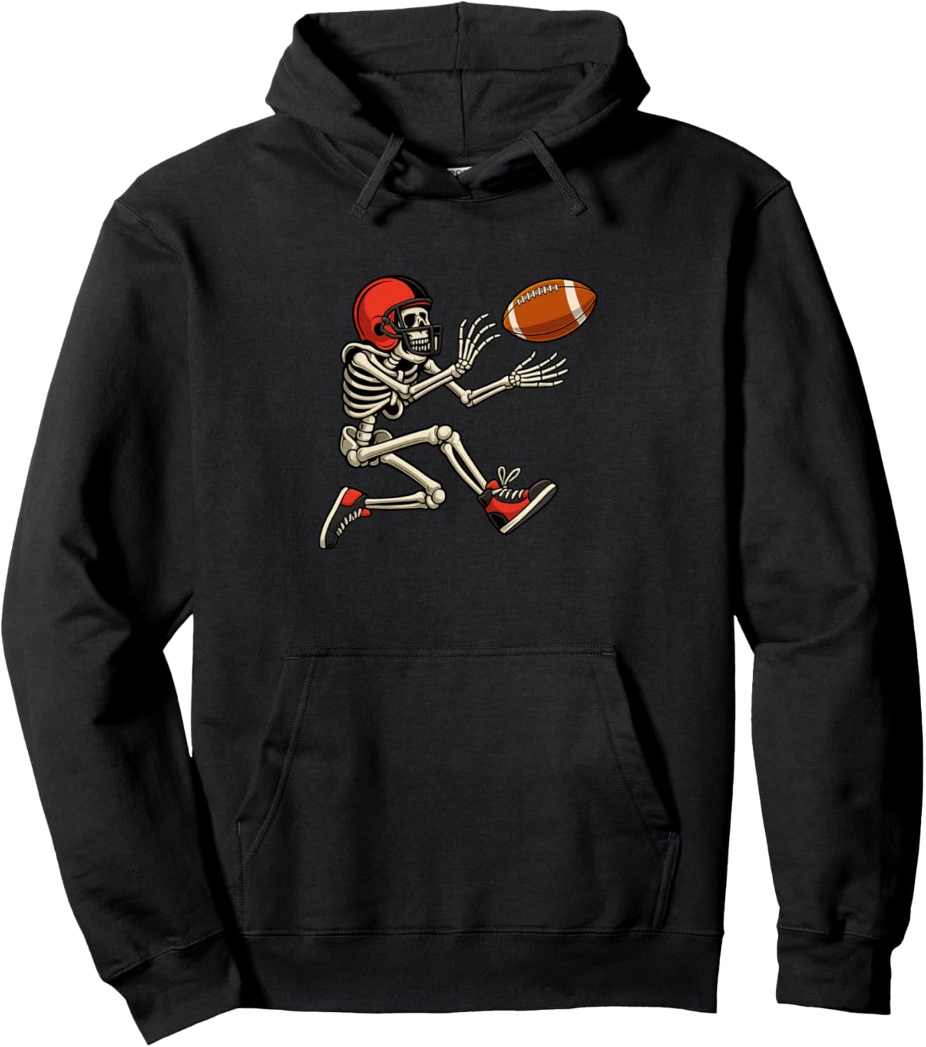 Funny Halloween Football Skeleton Catching a Football Gifts Pullover Hoodie