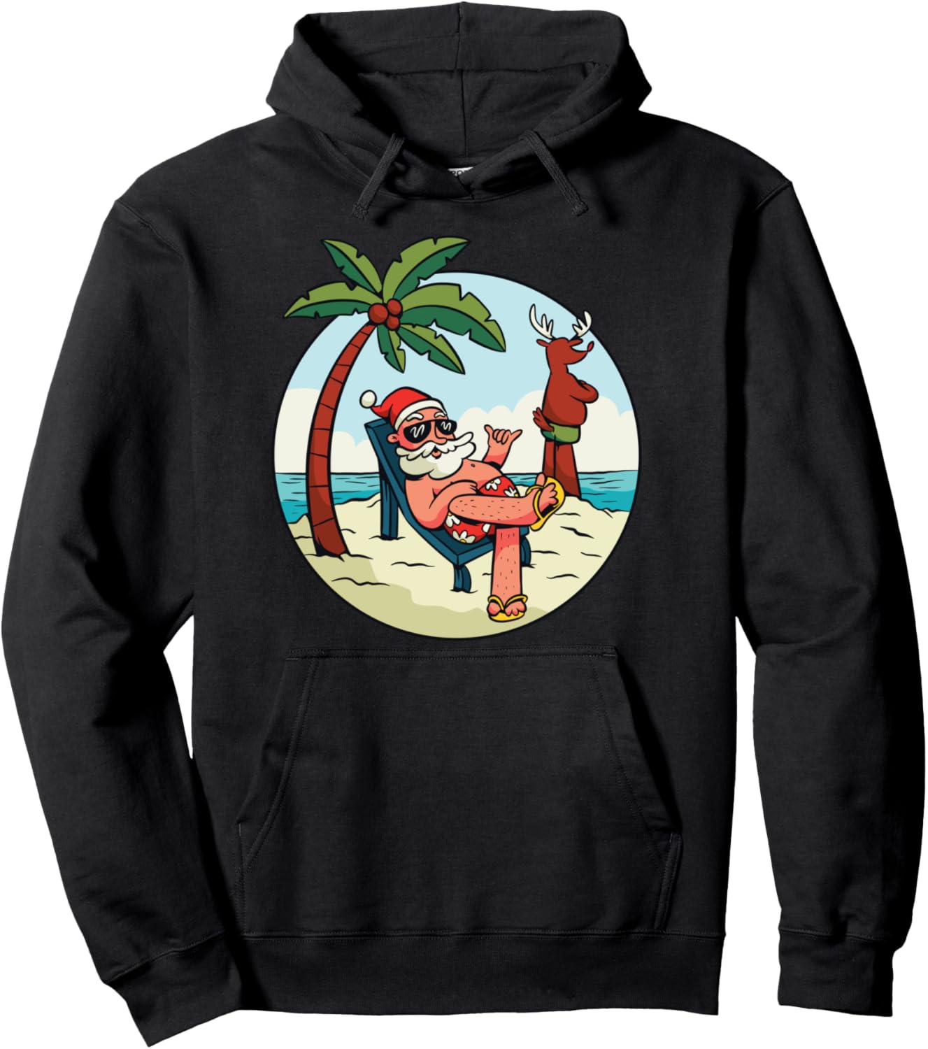 Beach Summer Santa Claus Christmas Xmas Pullover Hoodie