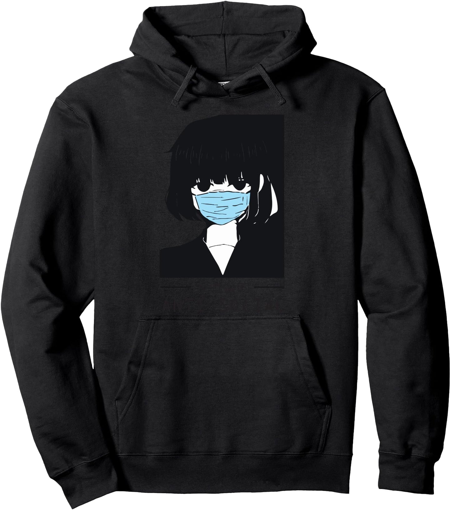 Anti Social Japanese Text Aesthetic Face Mask Anime Pullover Hoodie