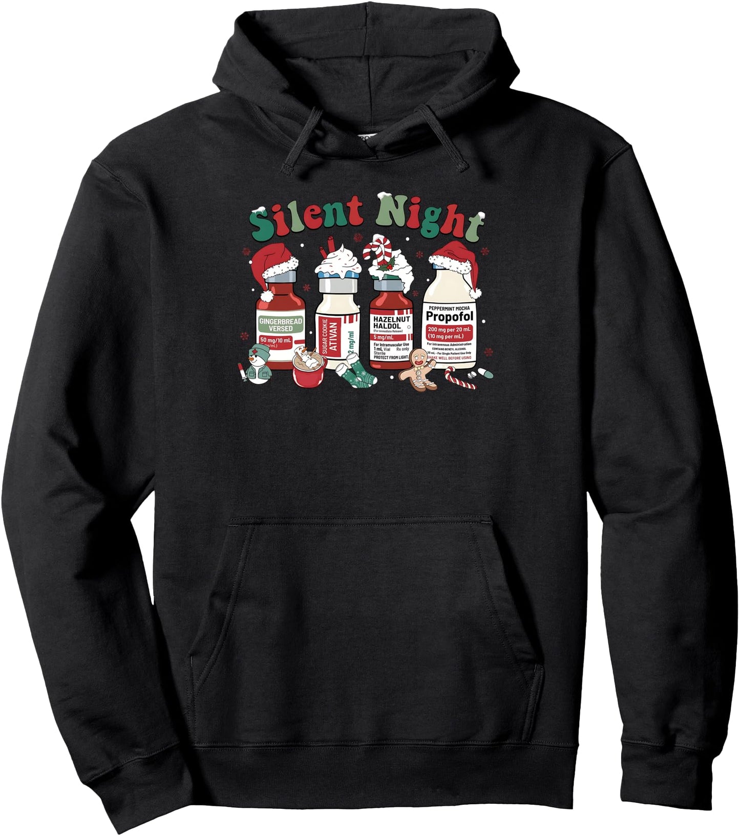 Retro Propofol Silent Night ICU Nurses Funny Merry Christmas Pullover Hoodie