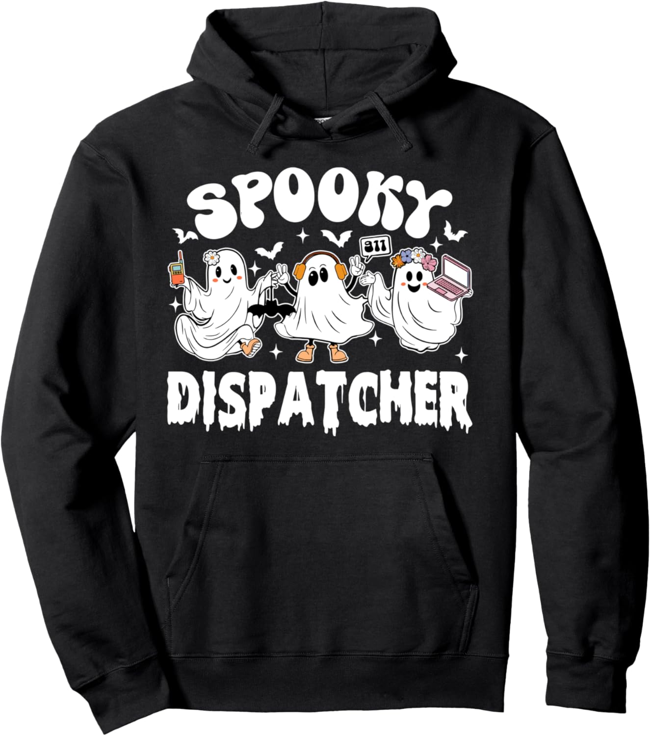 Spooky Dispatcher Halloween 911 Dispatcher Ghost Women Men Pullover Hoodie