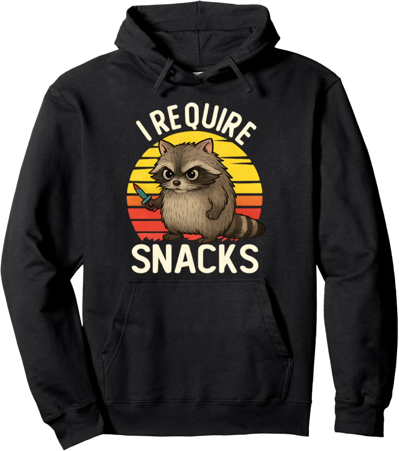 I Require Snacks Raccoon Funny Men Women Graphic Tee Pullover Hoodie